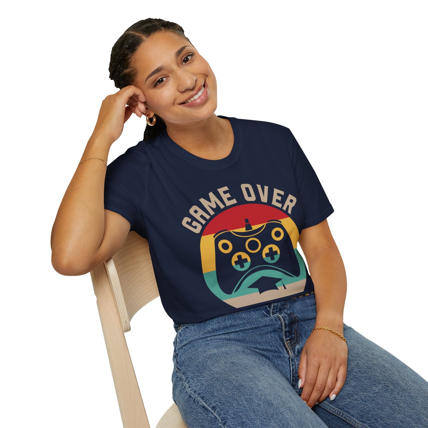 Game Over Class of 2026 Unisex Softstyle T-Shirt | Graduation Gift, Gamer Shirt, Vintage Tee, Fun Class T-Shirt, Unique Apparel