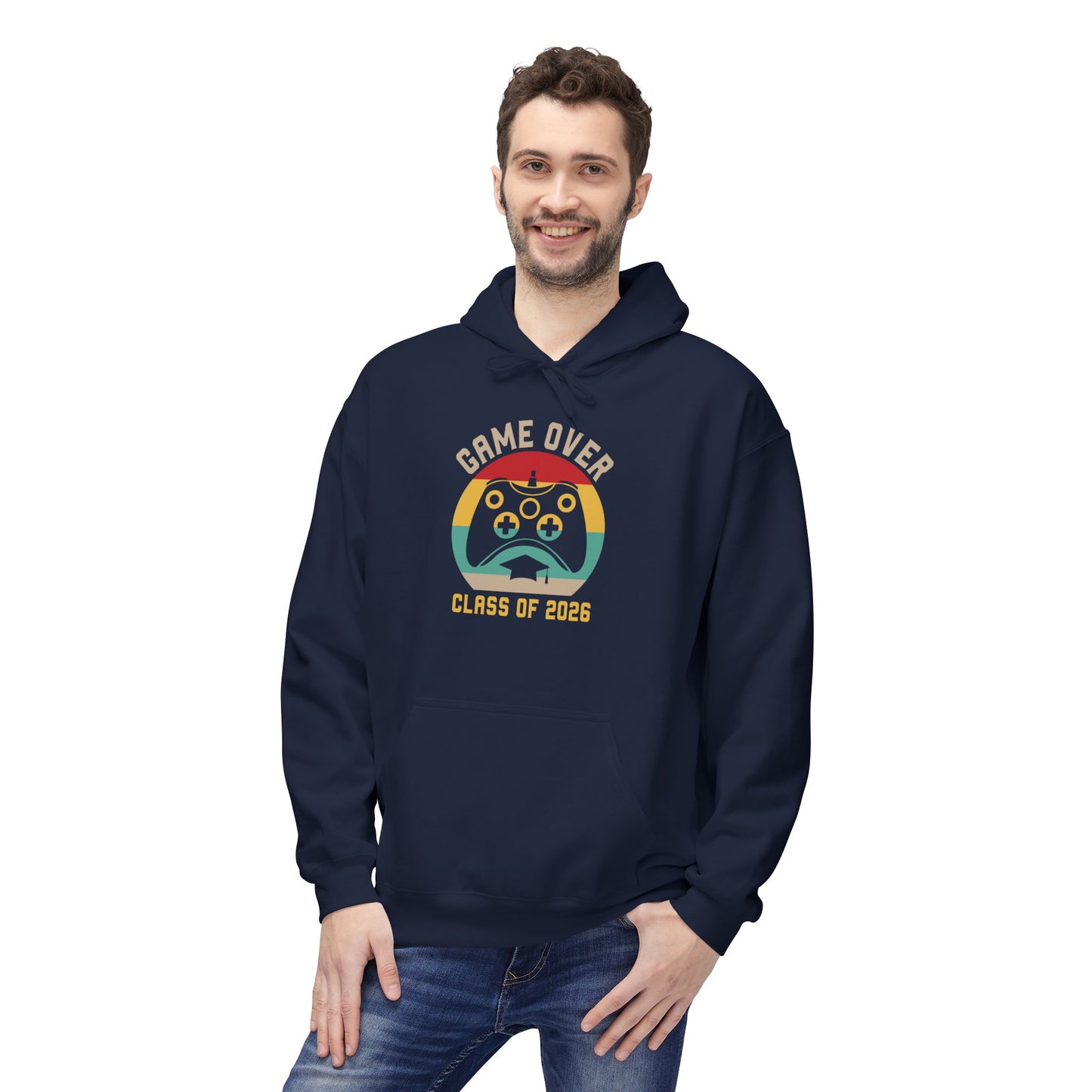 Game Over Class of 2026 Hoodie - Unisex Softstyle Fleece | Graduation Gift, Gamer Apparel, Cozy Sweatshirt, Casual Wear