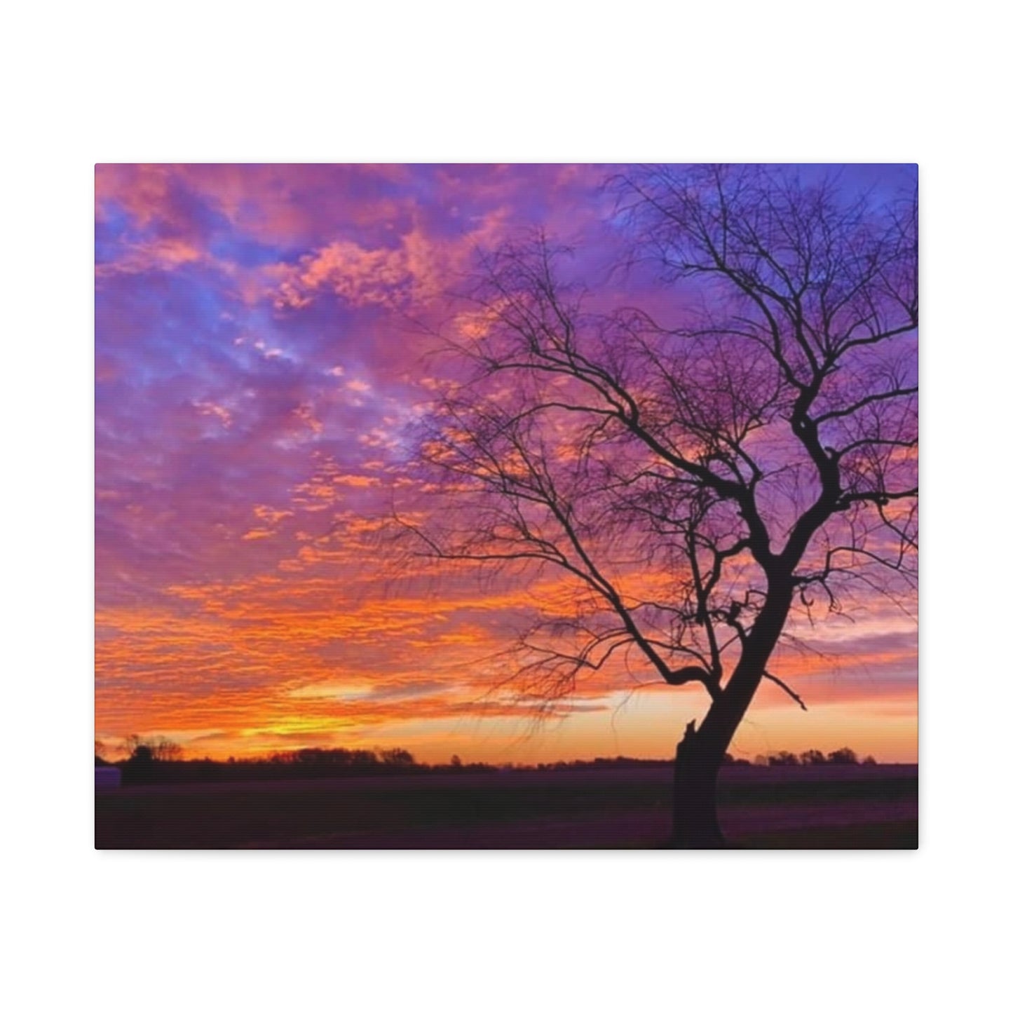 Sunset Landscape Wall Art, Canvas Print, Nature Decor, Purple Sky Home Decor, Gift for Art Lovers