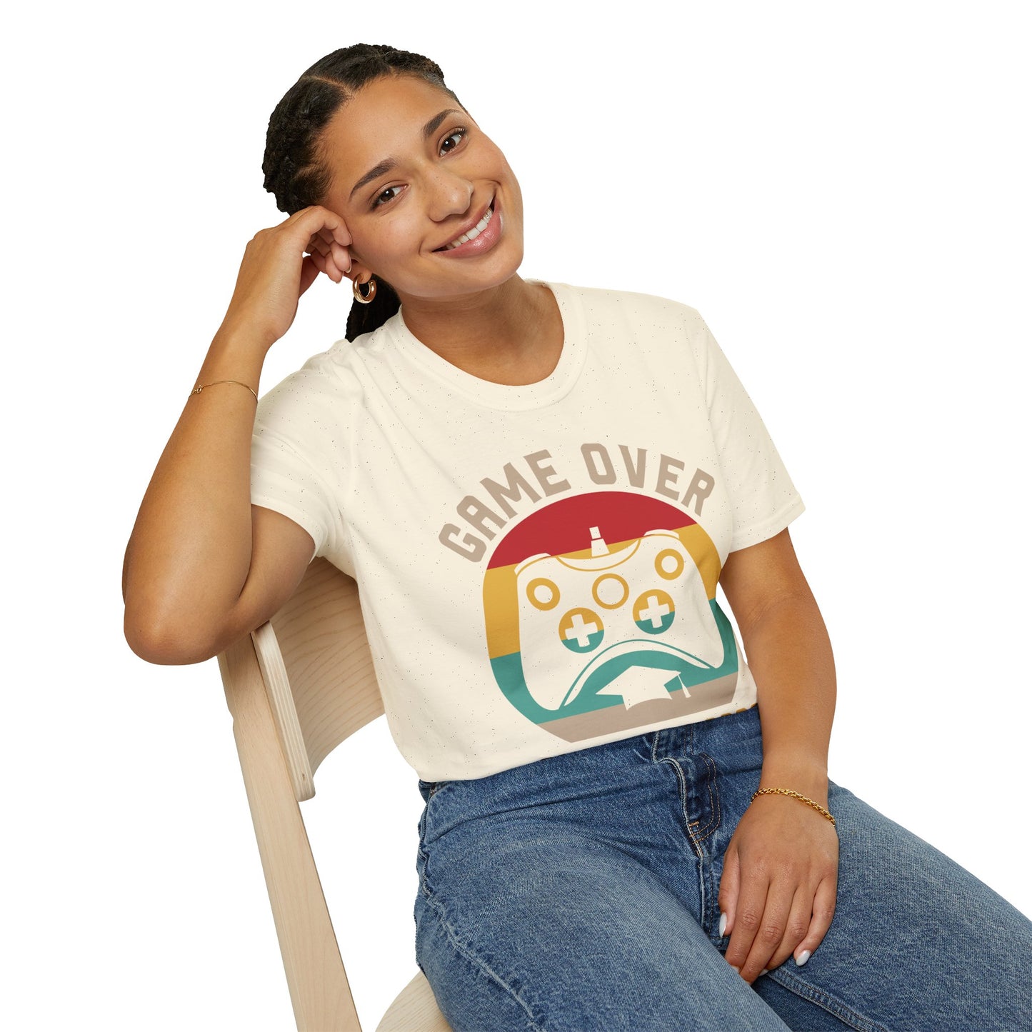 Game Over Class of 2026 Unisex Softstyle T-Shirt | Graduation Gift, Gamer Shirt, Vintage Tee, Fun Class T-Shirt, Unique Apparel