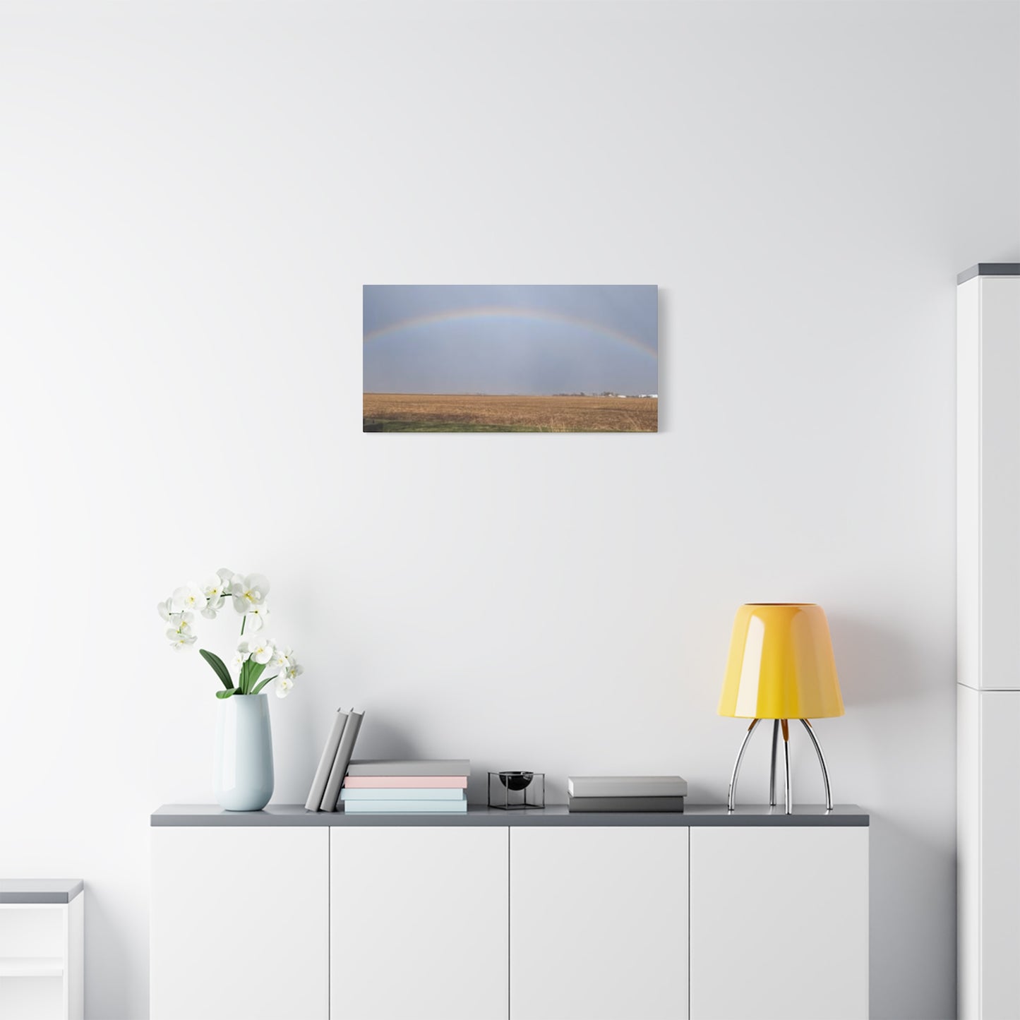 Rainbow Landscape Canvas Print, Inspirational Home Decor, Gift for Nature Lovers, Modern Wall Art, Farmhouse Style, Rainbow Art