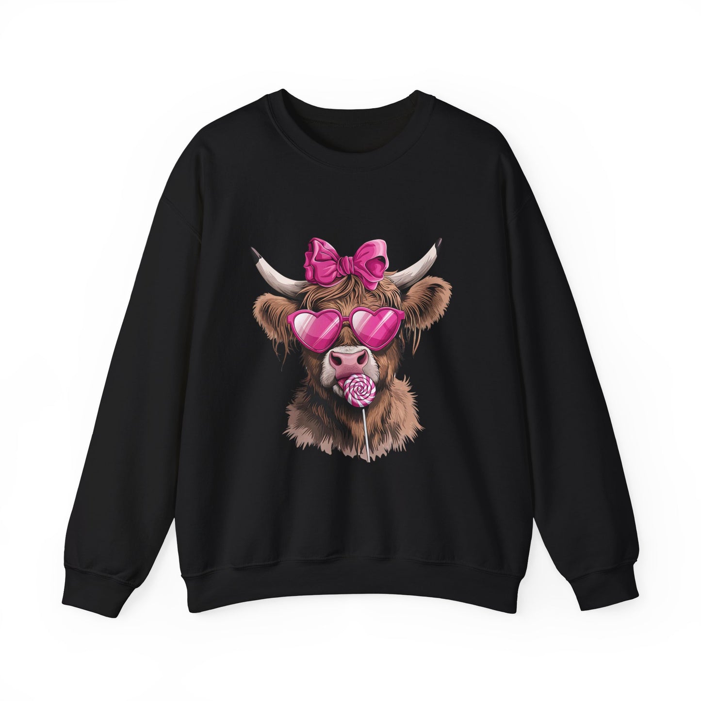 Lollipop Highland Cow with Bow™ Crewneck Sweatshirt