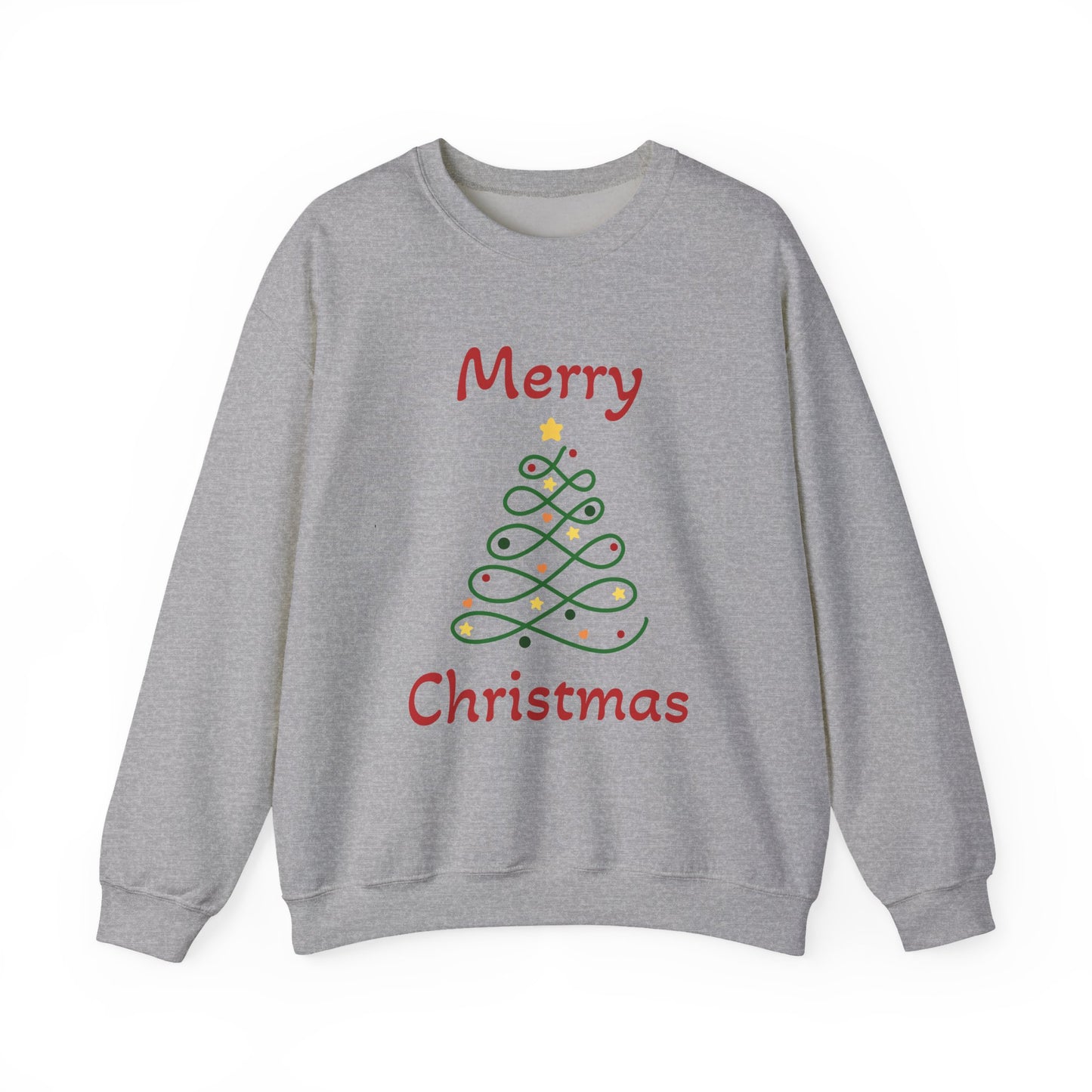 Merry Christmas Ribbon Tree Sweatshirt, Cozy Gift, Holiday Apparel, Winter Fashion, Unisex Crewneck
