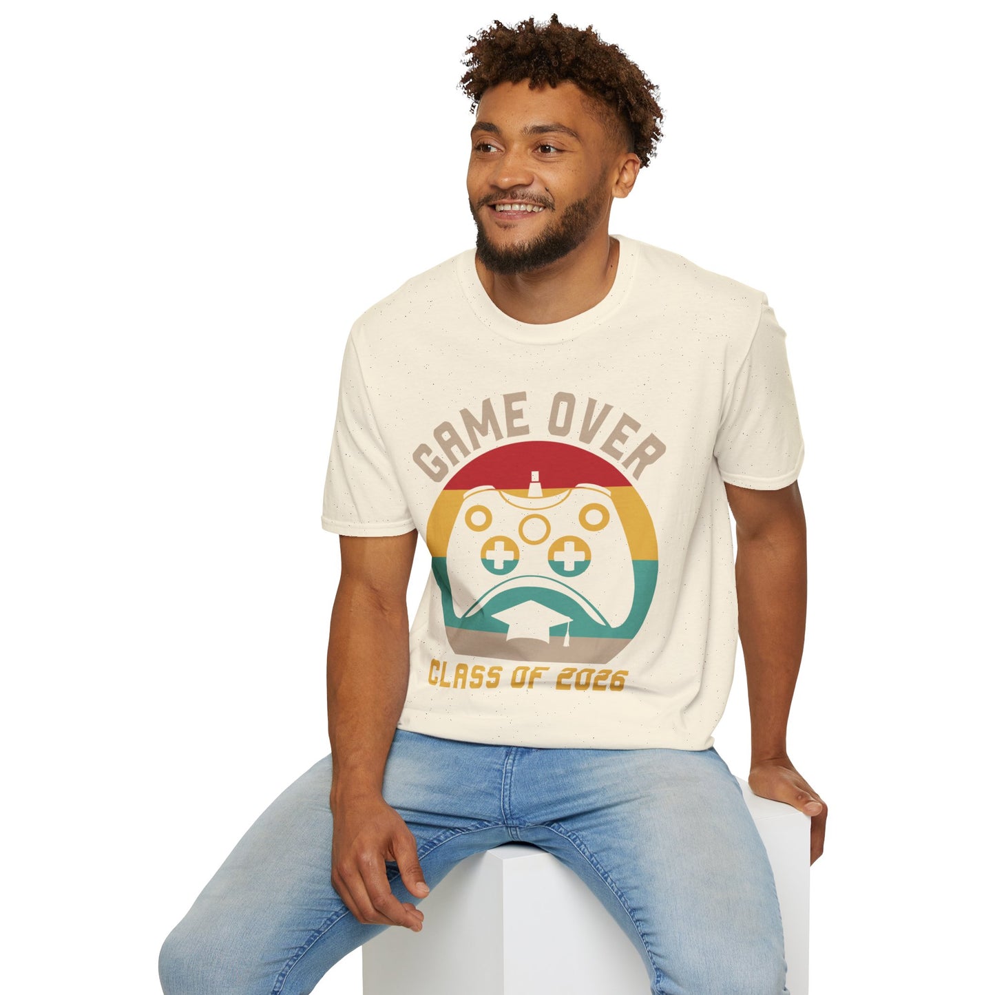 Game Over Class of 2026 Unisex Softstyle T-Shirt | Graduation Gift, Gamer Shirt, Vintage Tee, Fun Class T-Shirt, Unique Apparel
