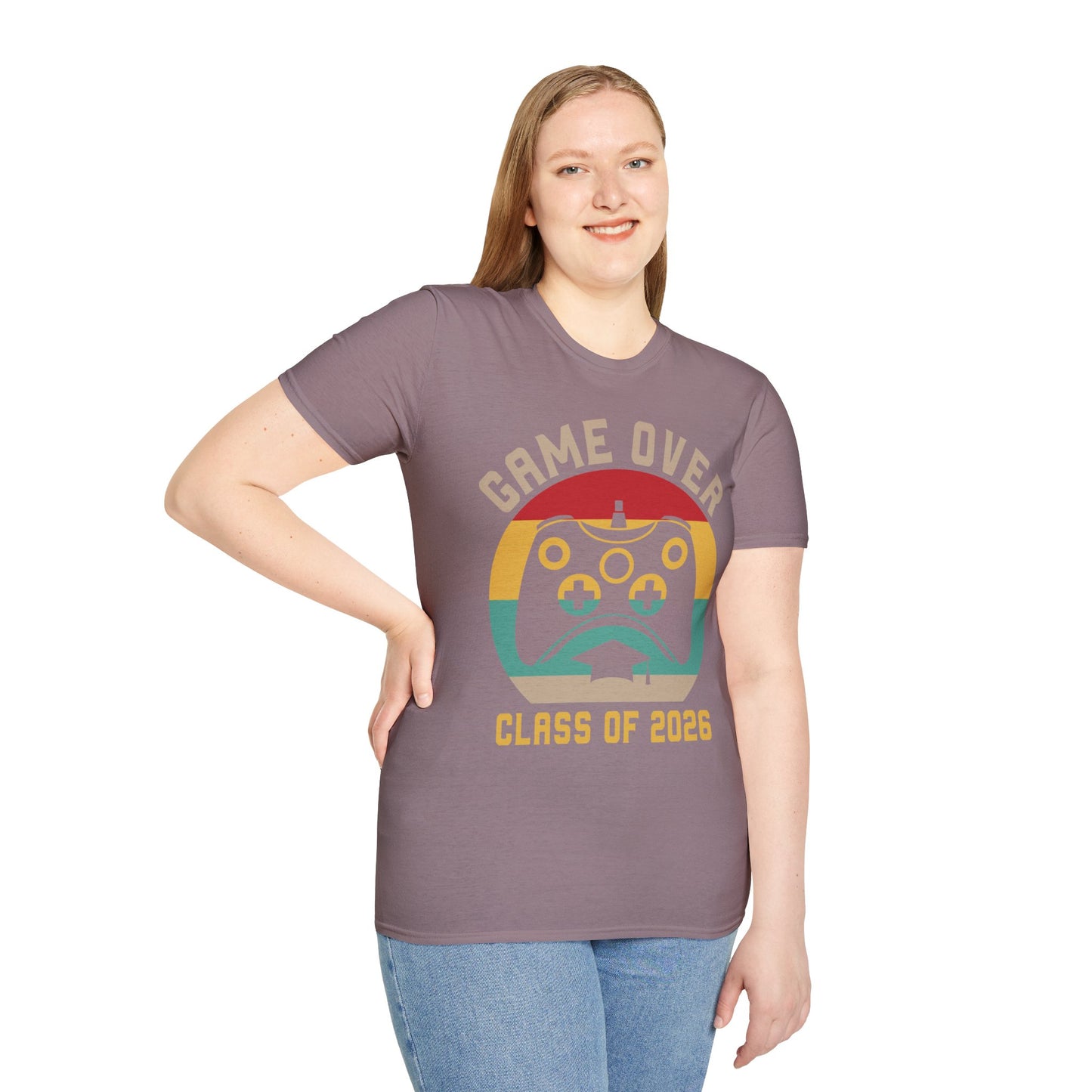 Game Over Class of 2026 Unisex Softstyle T-Shirt | Graduation Gift, Gamer Shirt, Vintage Tee, Fun Class T-Shirt, Unique Apparel