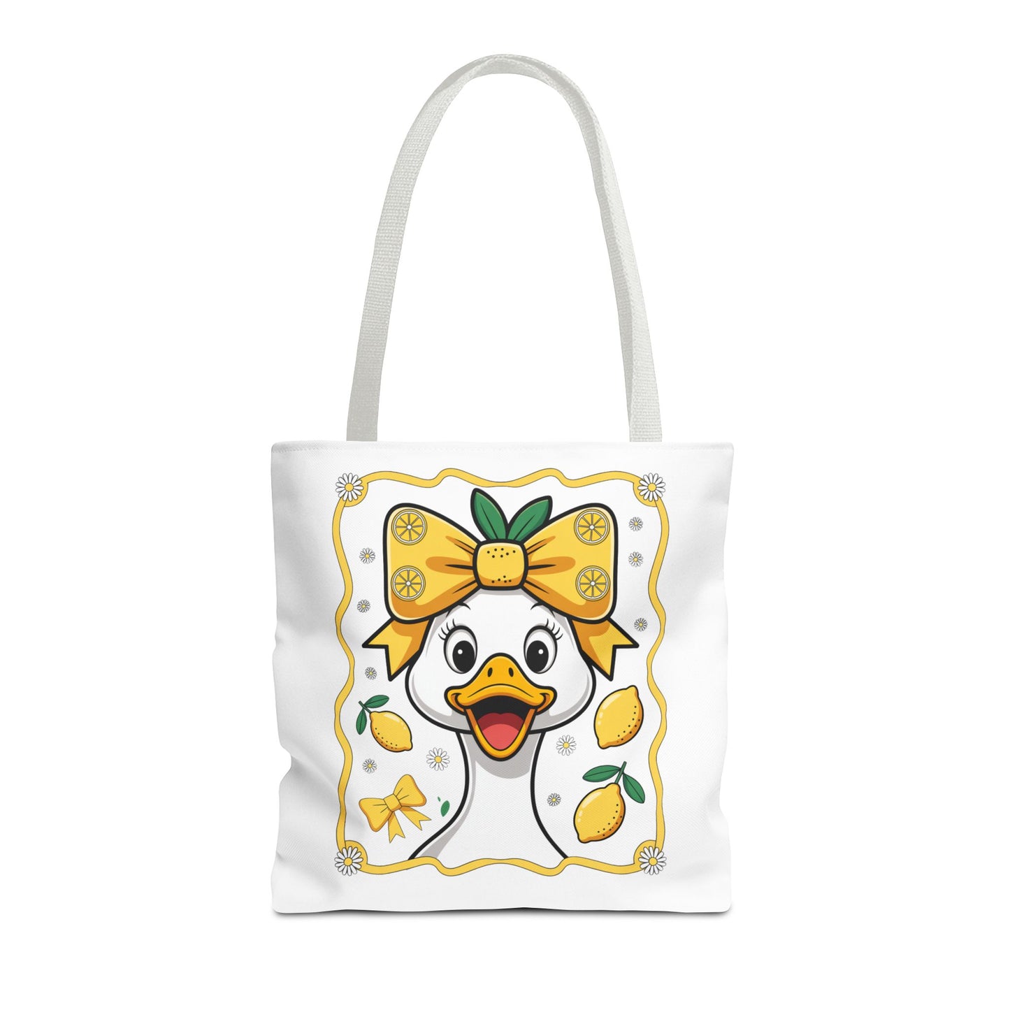 Lemon-Themed Tote Bag, Cute Duck Design Tote, Summer Accessory, Gift for Her, Reusable Shopping Bag, Fun and Functional