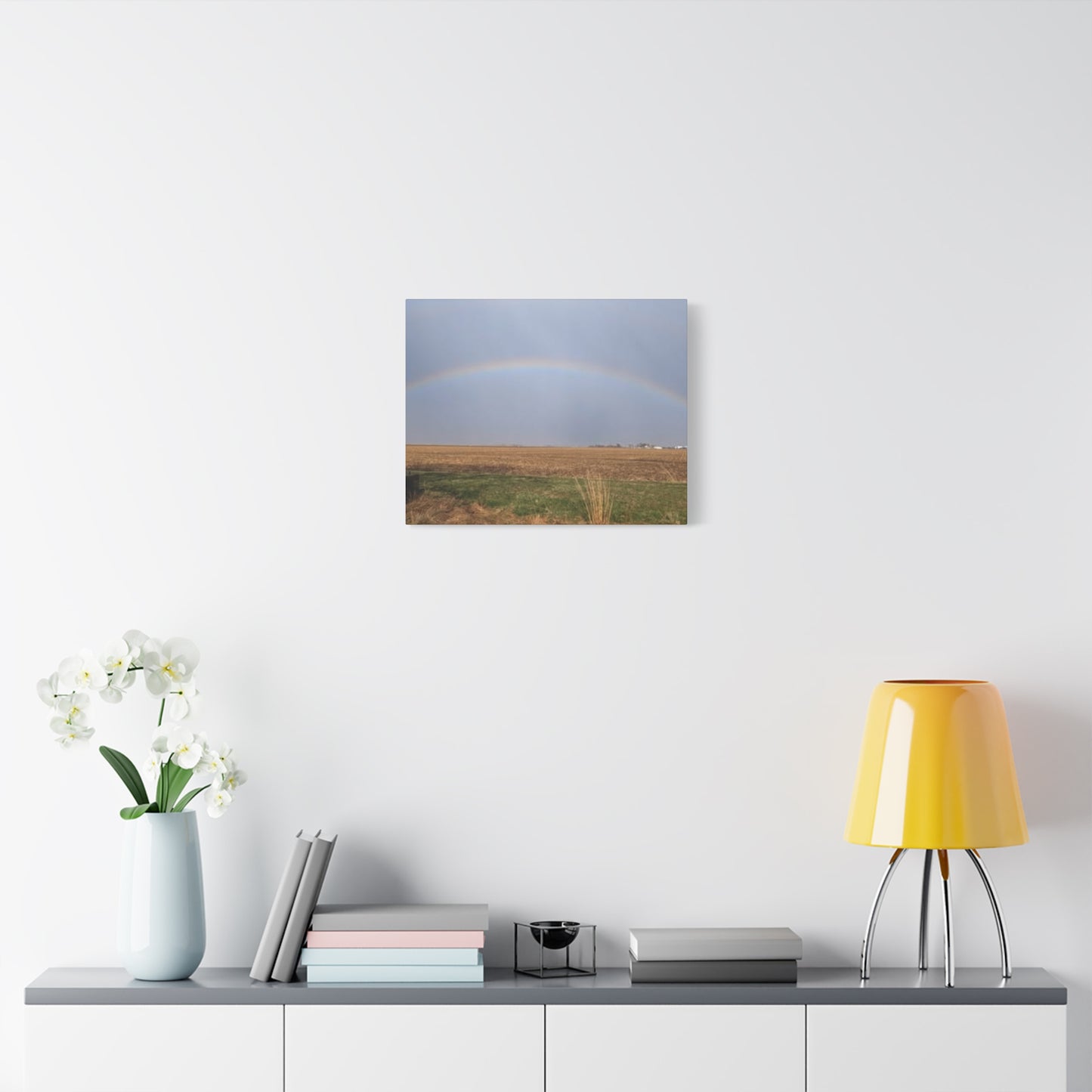 Rainbow Landscape Canvas Print, Inspirational Home Decor, Gift for Nature Lovers, Modern Wall Art, Farmhouse Style, Rainbow Art
