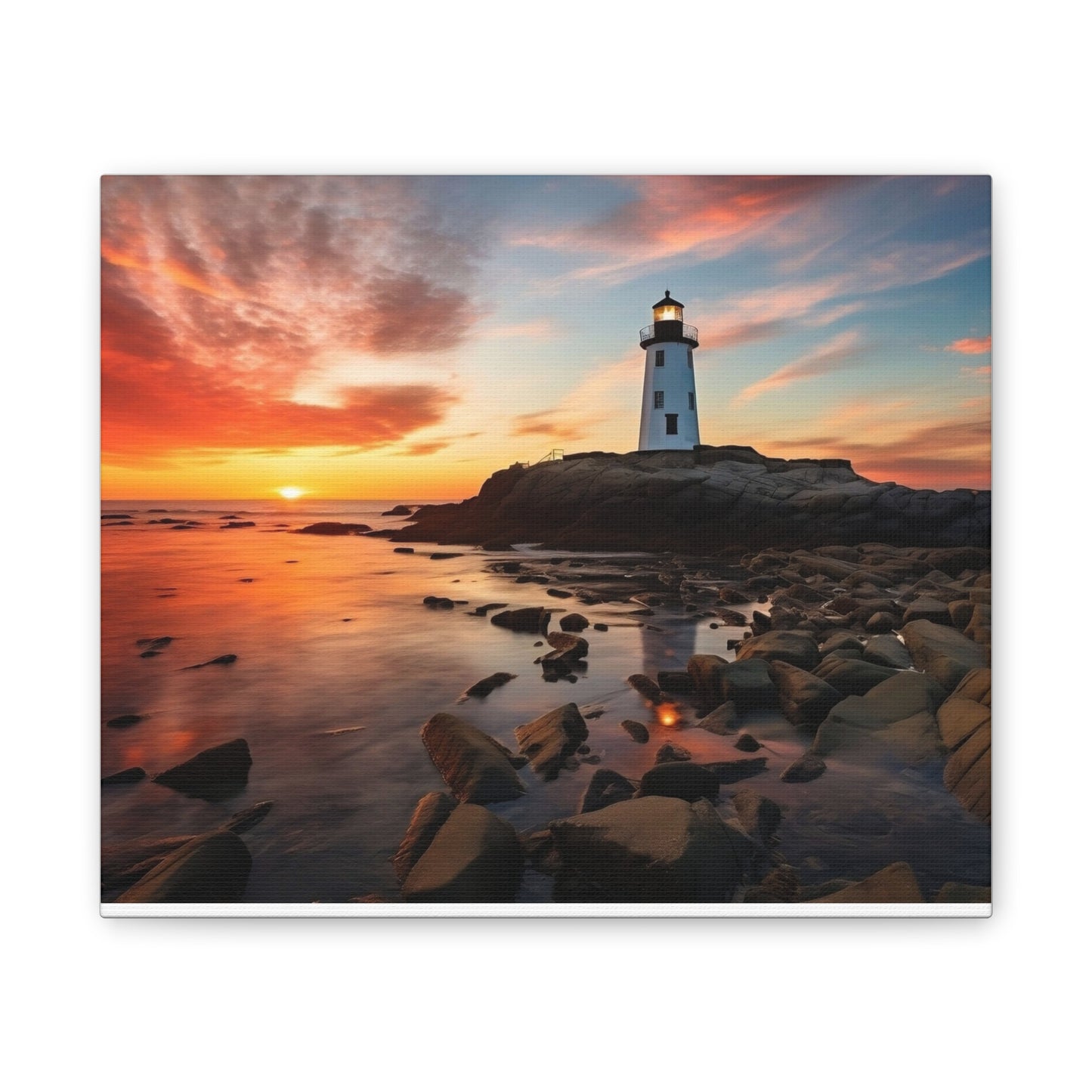 Sunset Lighthouse Canvas Art Print, Coastal Decor, Wall Art for Beach Lovers, Home Decoration, Gift for Nature Enthusiasts