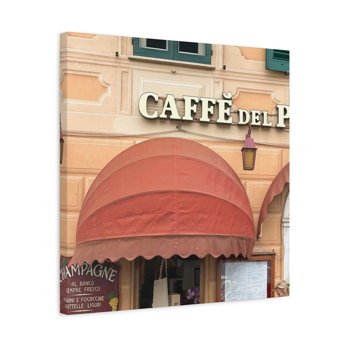 Caffe Front Matte Canvas Wall Art, Chic Home Decor, Café Vibes, Event Wall Display, Gift for Coffee Lovers, Interior Design Accent
