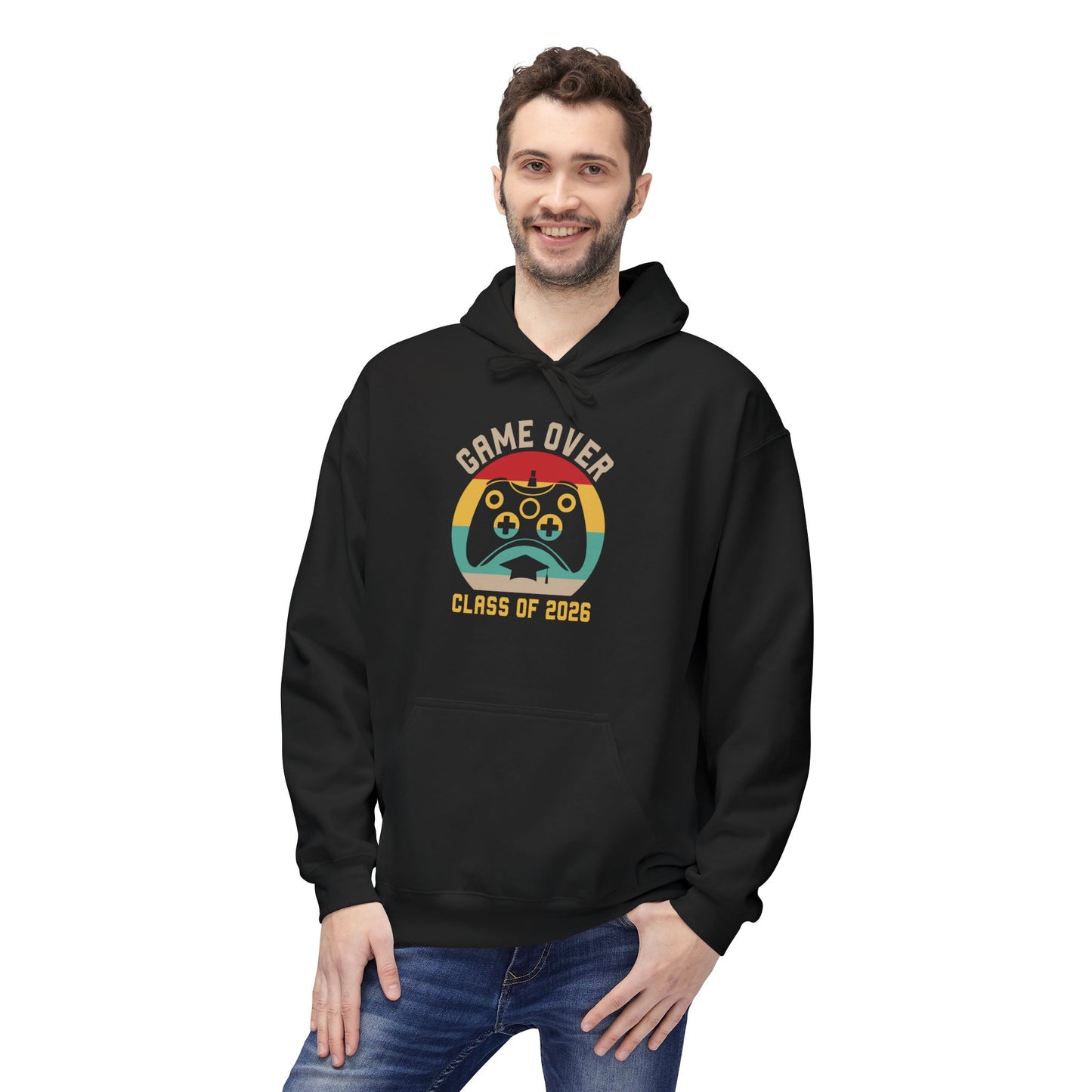 Game Over Class of 2026 Hoodie - Unisex Softstyle Fleece | Graduation Gift, Gamer Apparel, Cozy Sweatshirt, Casual Wear