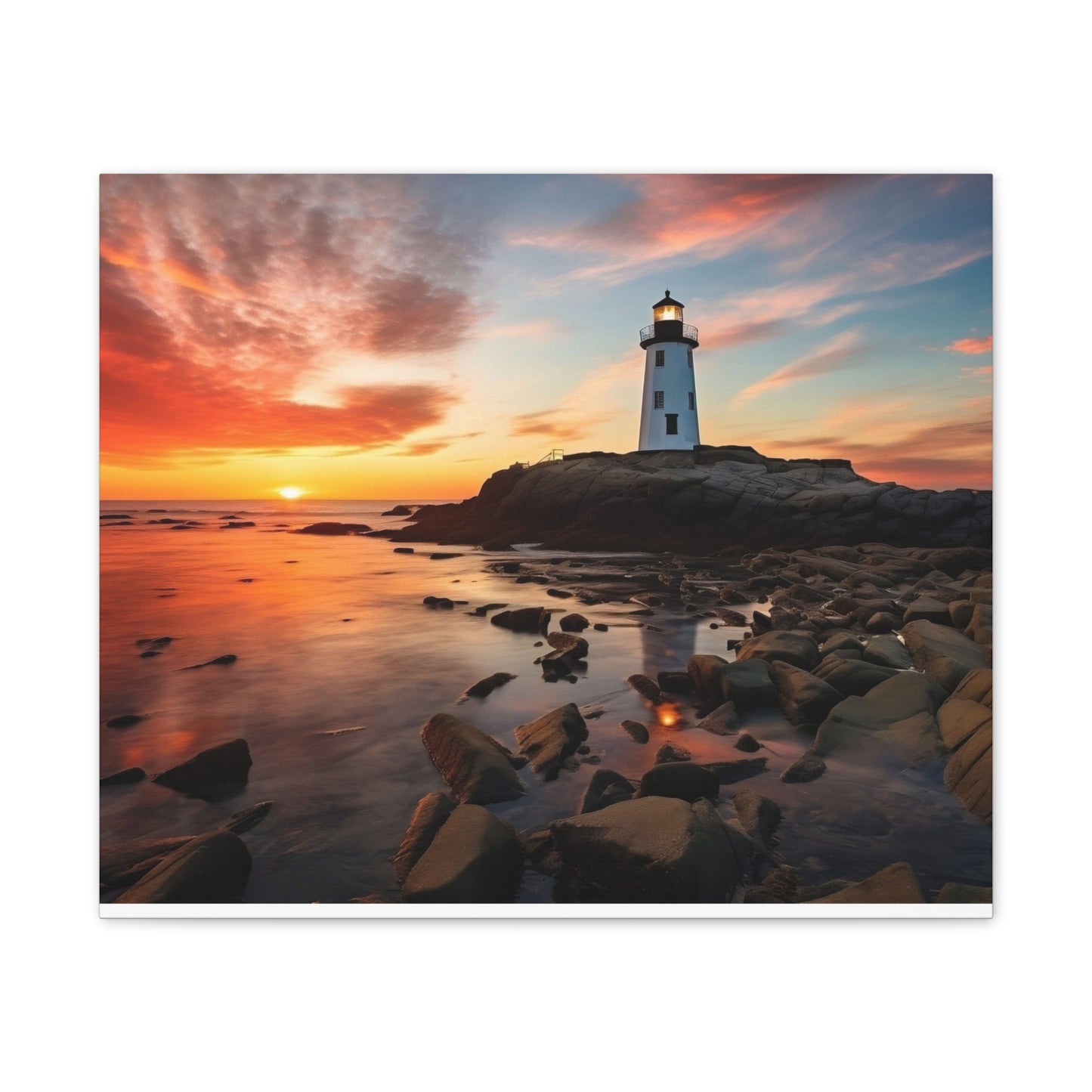 Sunset Lighthouse Canvas Art Print, Coastal Decor, Wall Art for Beach Lovers, Home Decoration, Gift for Nature Enthusiasts