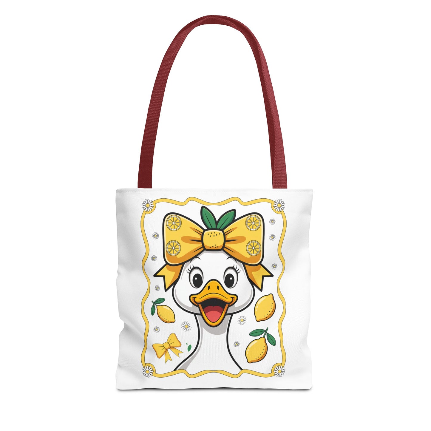 Lemon-Themed Tote Bag, Cute Duck Design Tote, Summer Accessory, Gift for Her, Reusable Shopping Bag, Fun and Functional