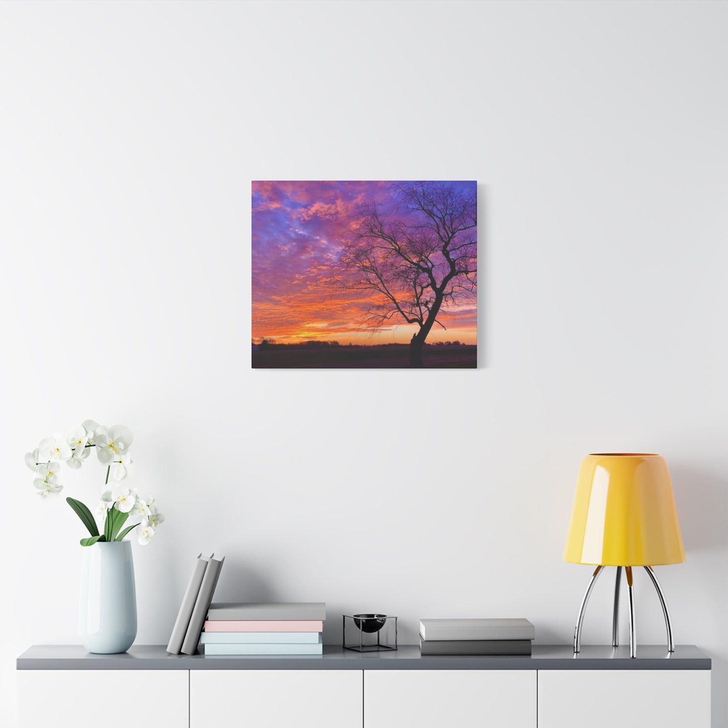 Sunset Landscape Wall Art, Canvas Print, Nature Decor, Purple Sky Home Decor, Gift for Art Lovers