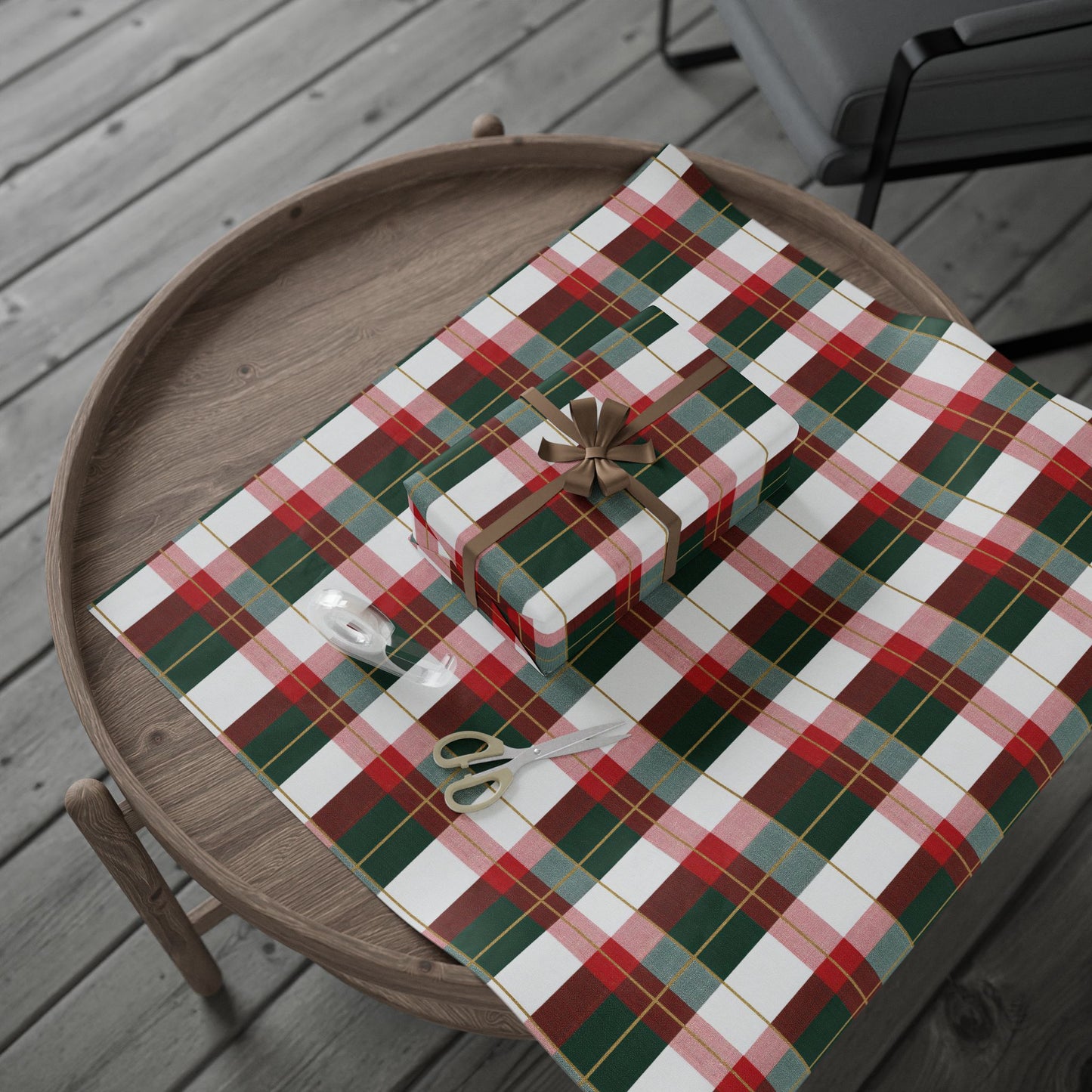Festive Wrapping Paper, Holiday Gift Wrap, Christmas Wrap, Plaid Gift Wrap, Eco-Friendly Wrapping, Party Supplies