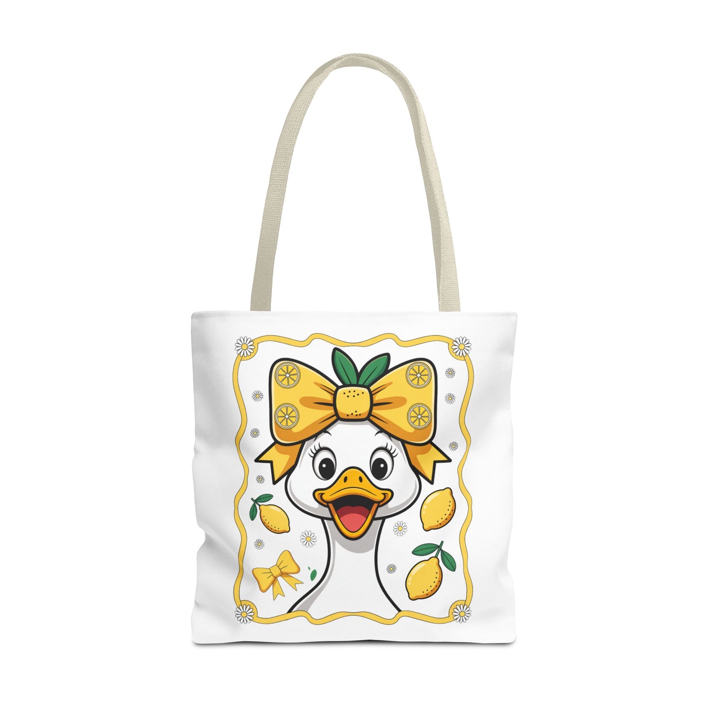 Lemon-Themed Tote Bag, Cute Duck Design Tote, Summer Accessory, Gift for Her, Reusable Shopping Bag, Fun and Functional