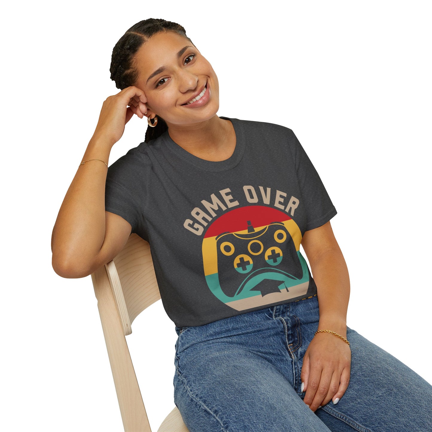 Game Over Class of 2026 Unisex Softstyle T-Shirt | Graduation Gift, Gamer Shirt, Vintage Tee, Fun Class T-Shirt, Unique Apparel