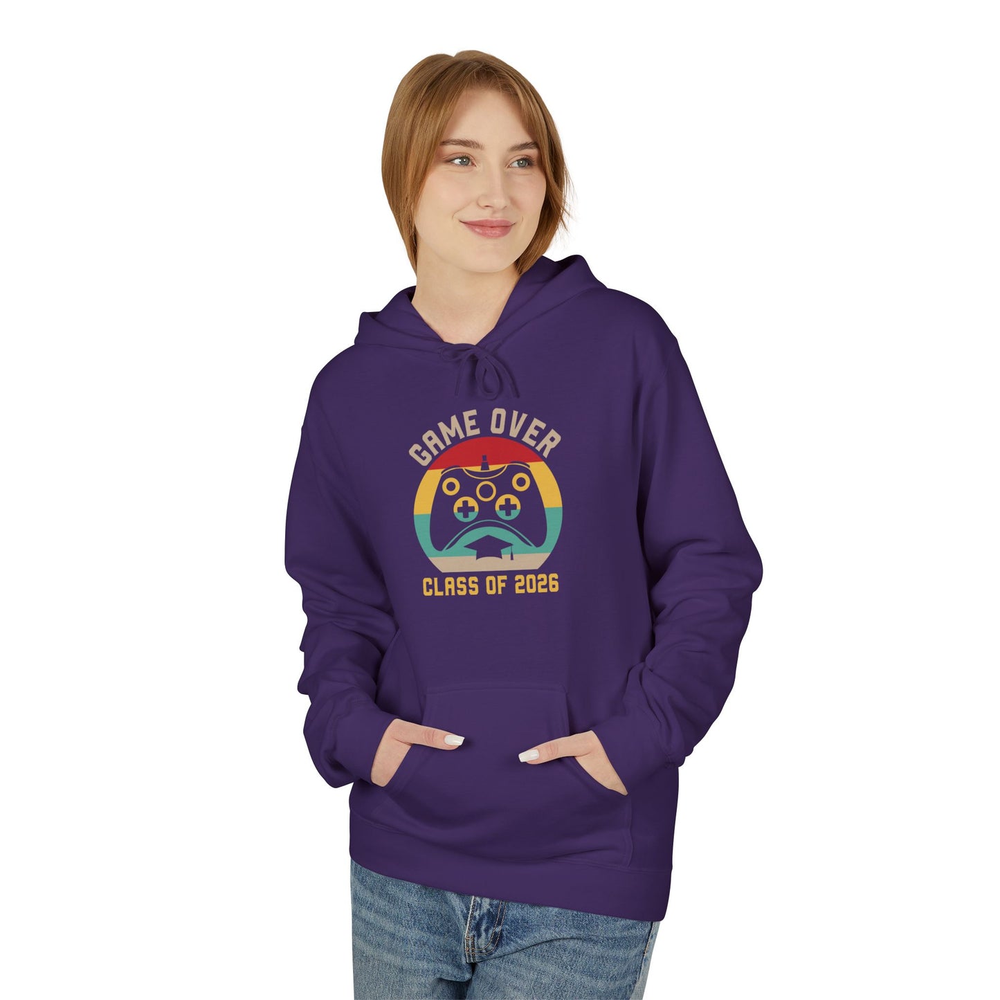 Game Over Class of 2026 Hoodie - Unisex Softstyle Fleece | Graduation Gift, Gamer Apparel, Cozy Sweatshirt, Casual Wear