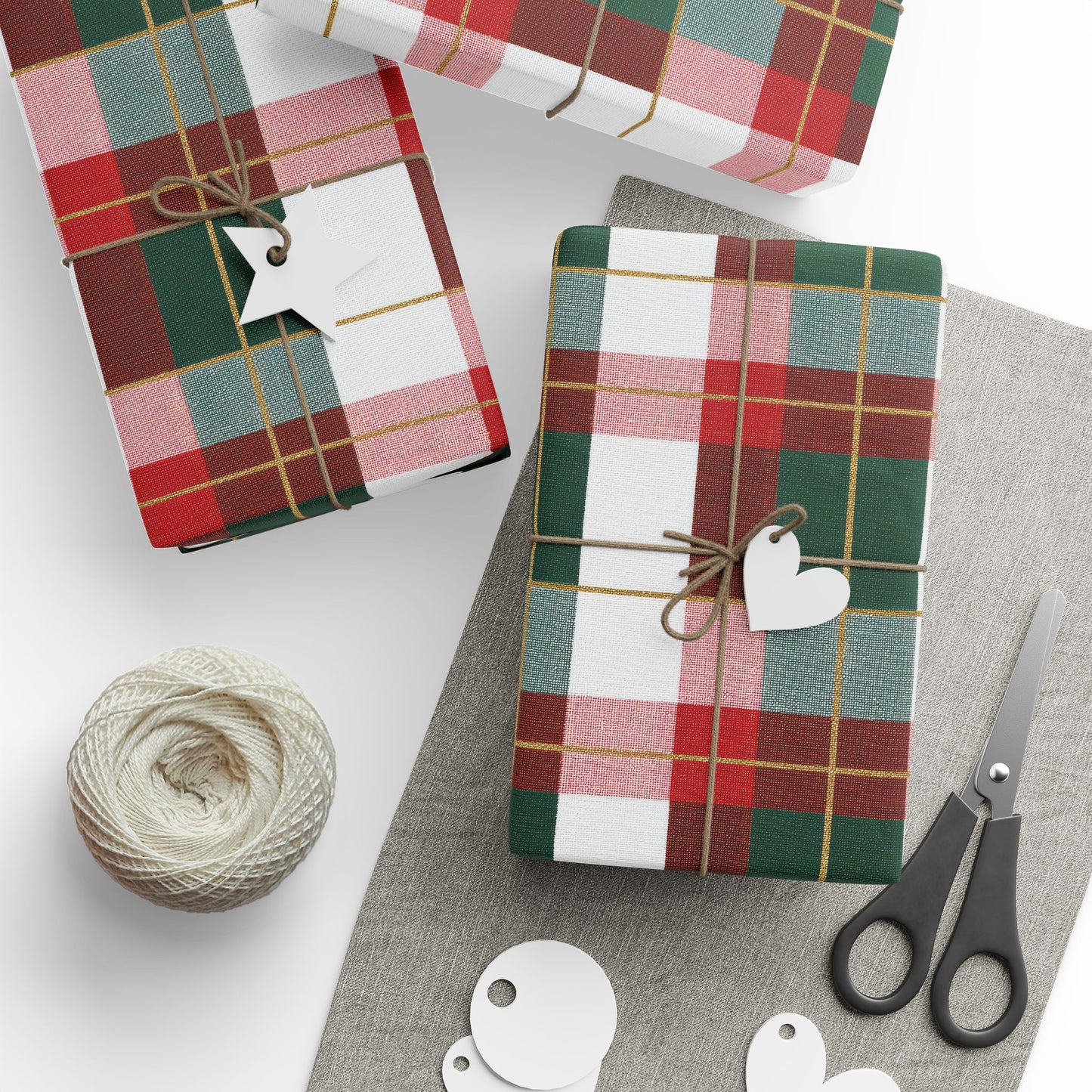 Festive Wrapping Paper, Holiday Gift Wrap, Christmas Wrap, Plaid Gift Wrap, Eco-Friendly Wrapping, Party Supplies