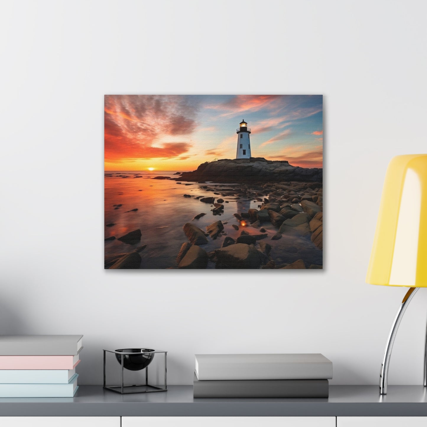 Sunset Lighthouse Canvas Art Print, Coastal Decor, Wall Art for Beach Lovers, Home Decoration, Gift for Nature Enthusiasts