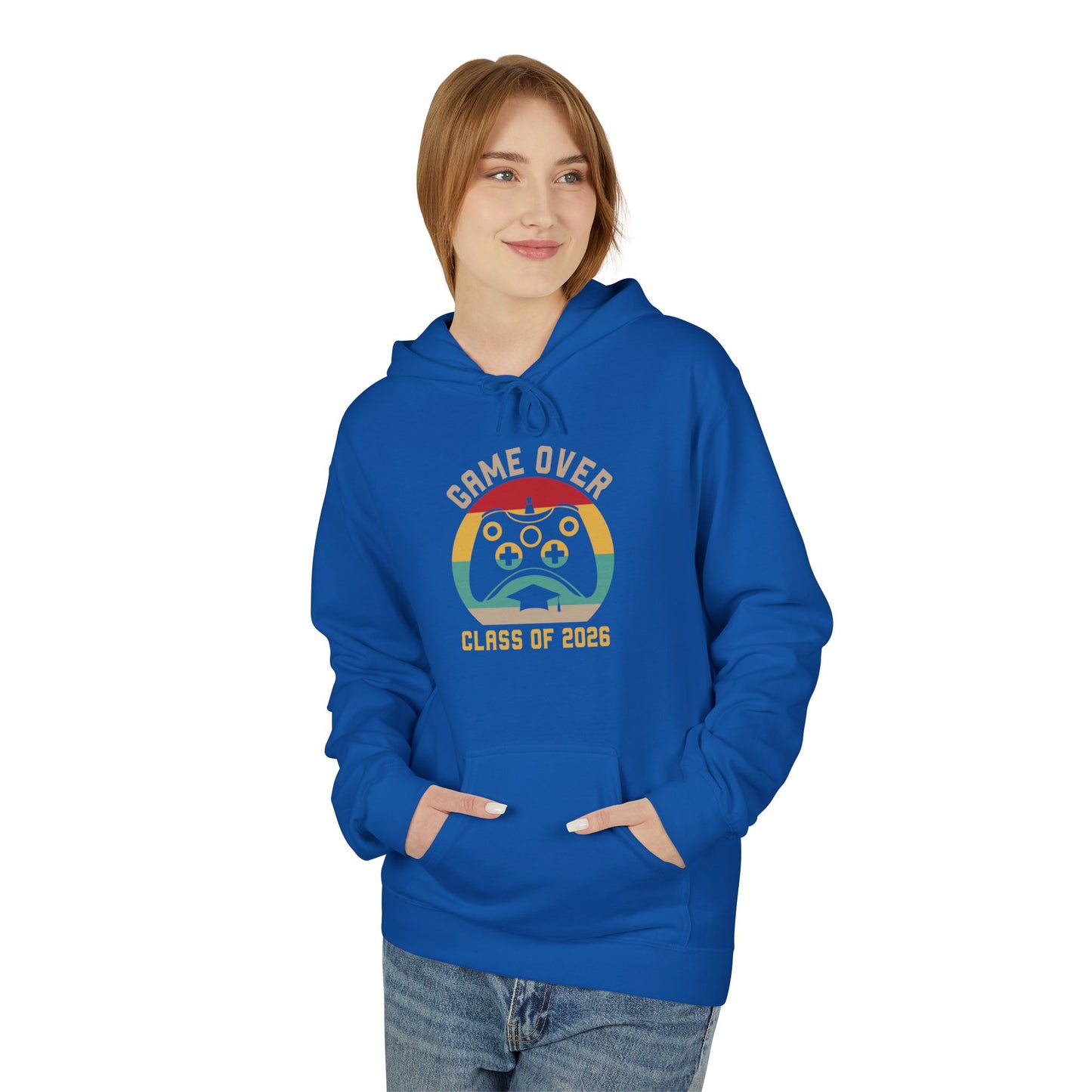 Game Over Class of 2026 Hoodie - Unisex Softstyle Fleece | Graduation Gift, Gamer Apparel, Cozy Sweatshirt, Casual Wear
