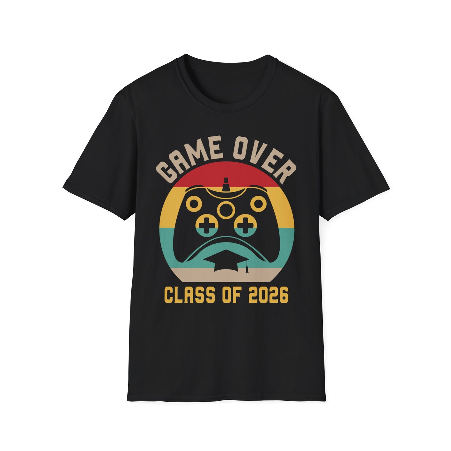 Game Over Class of 2026 Unisex Softstyle T-Shirt | Graduation Gift, Gamer Shirt, Vintage Tee, Fun Class T-Shirt, Unique Apparel