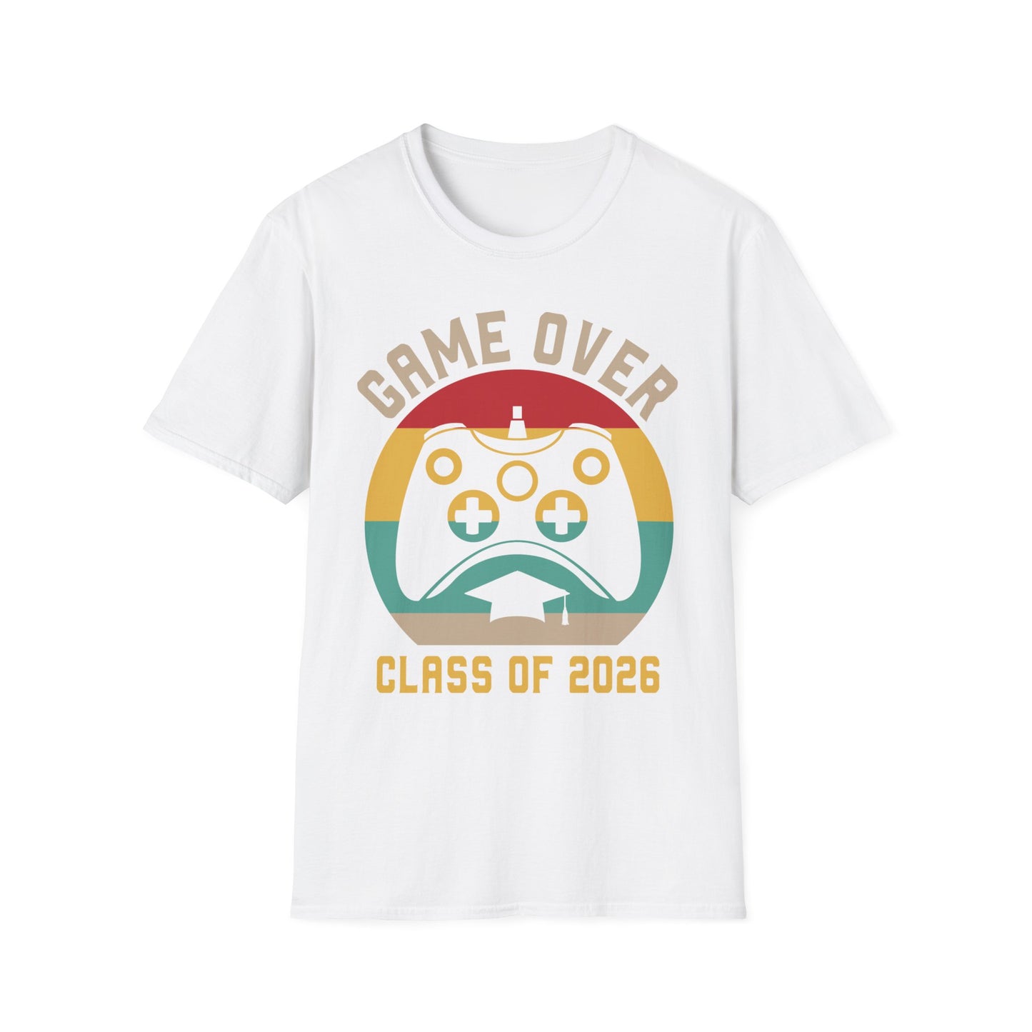 Game Over Class of 2026 Unisex Softstyle T-Shirt | Graduation Gift, Gamer Shirt, Vintage Tee, Fun Class T-Shirt, Unique Apparel