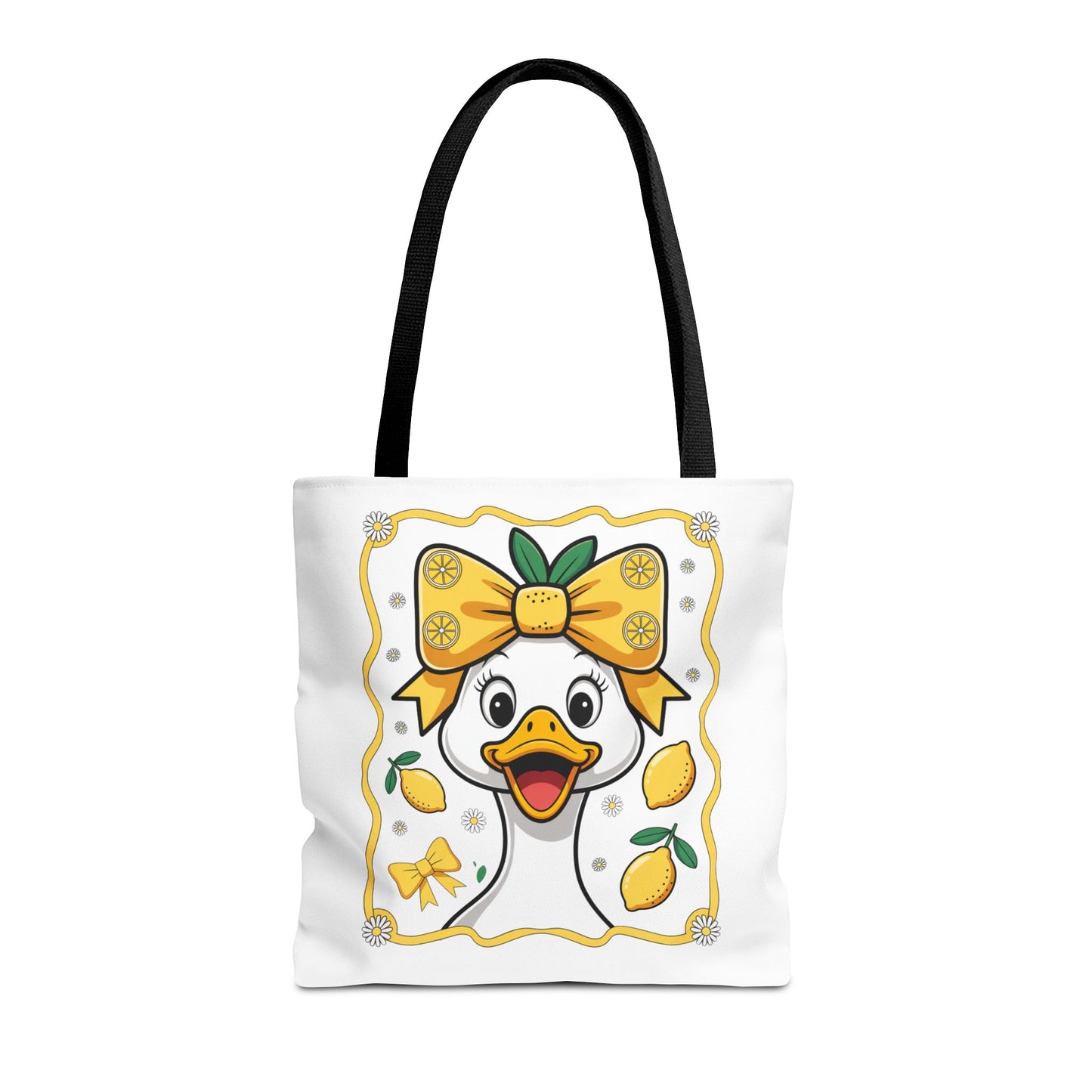 Lemon-Themed Tote Bag, Cute Duck Design Tote, Summer Accessory, Gift for Her, Reusable Shopping Bag, Fun and Functional