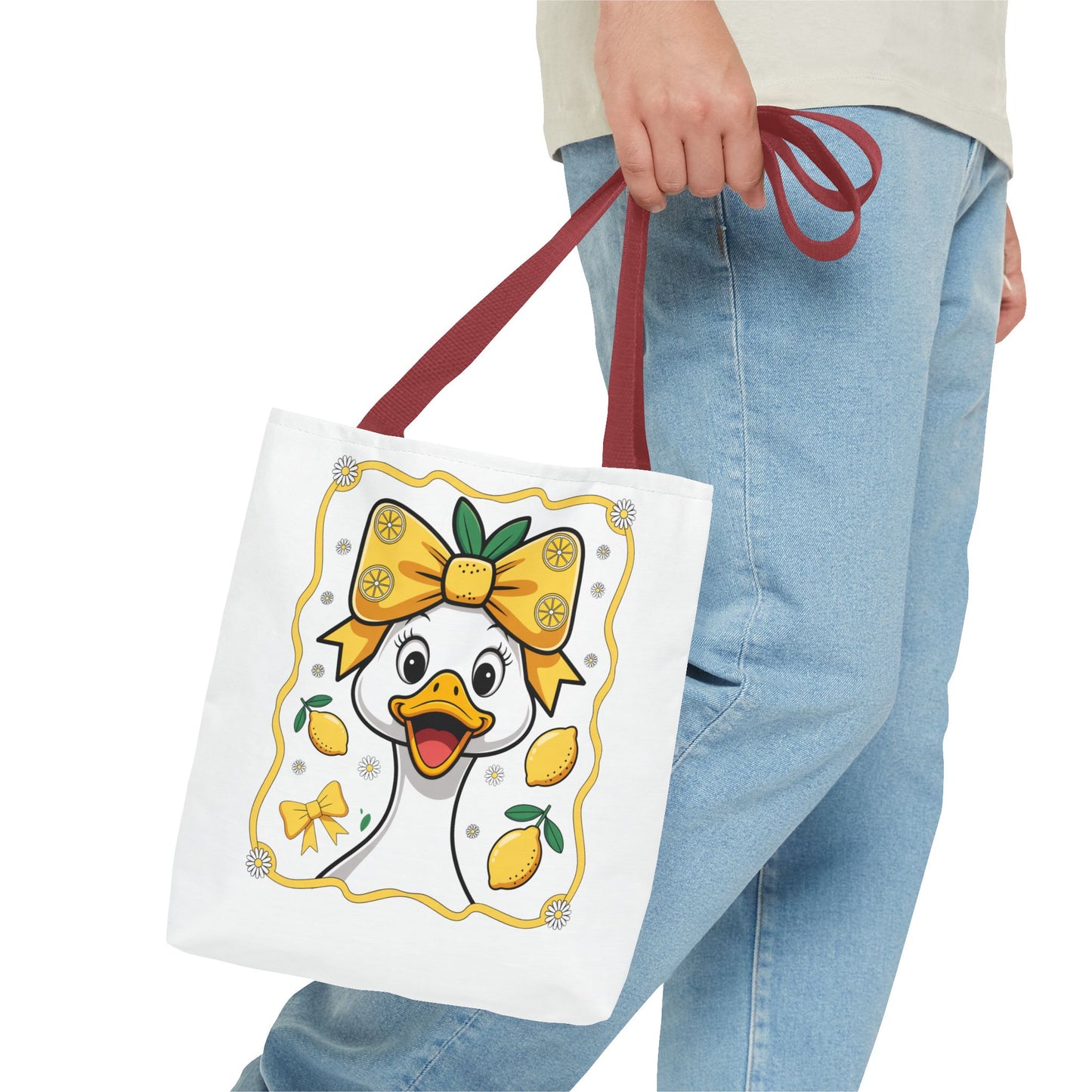 Lemon-Themed Tote Bag, Cute Duck Design Tote, Summer Accessory, Gift for Her, Reusable Shopping Bag, Fun and Functional