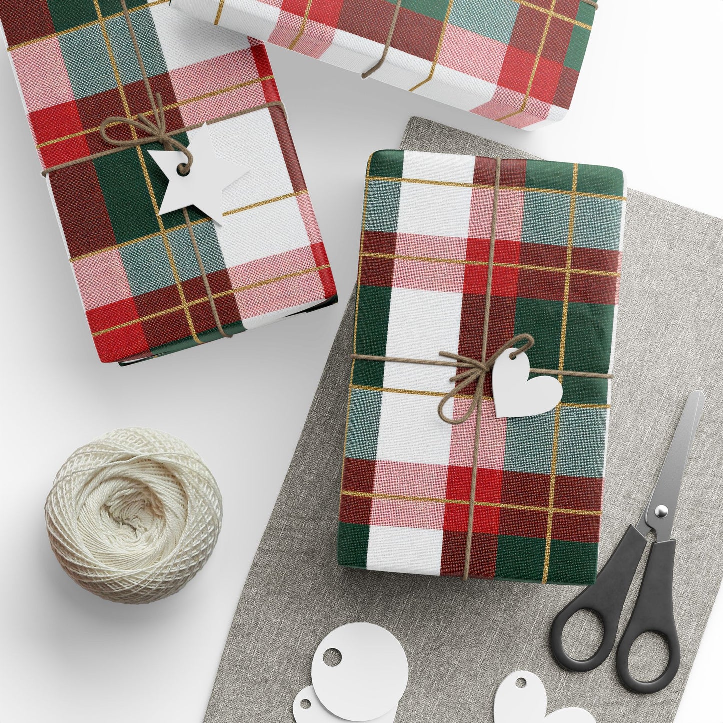 Festive Wrapping Paper, Holiday Gift Wrap, Christmas Wrap, Plaid Gift Wrap, Eco-Friendly Wrapping, Party Supplies