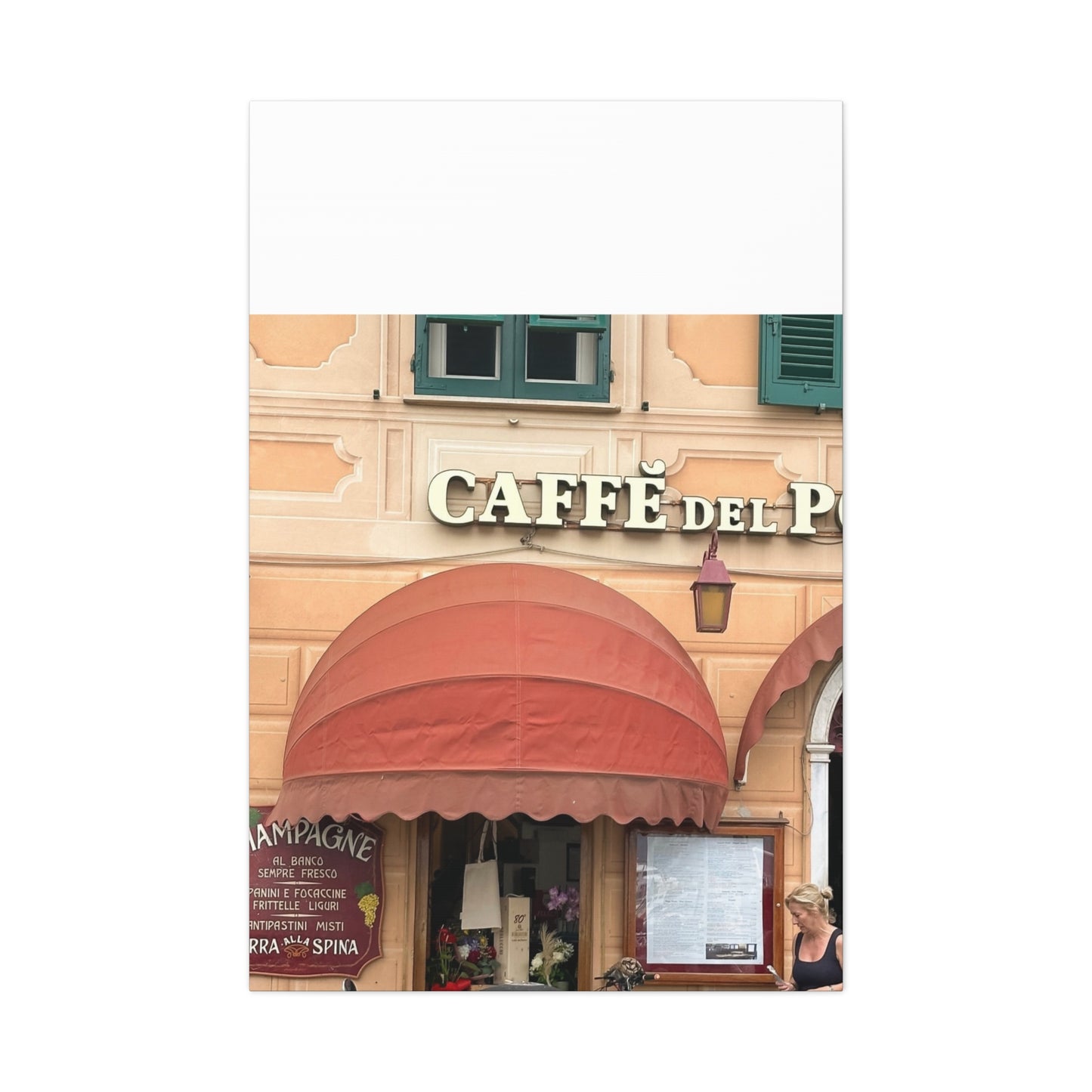 Caffe Front Matte Canvas Wall Art, Chic Home Decor, Café Vibes, Event Wall Display, Gift for Coffee Lovers, Interior Design Accent