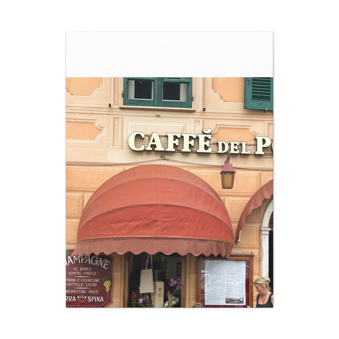 Caffe Front Matte Canvas Wall Art, Chic Home Decor, Café Vibes, Event Wall Display, Gift for Coffee Lovers, Interior Design Accent