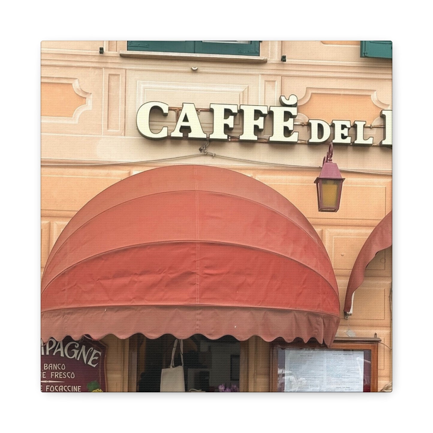 Caffe Front Matte Canvas Wall Art, Chic Home Decor, Café Vibes, Event Wall Display, Gift for Coffee Lovers, Interior Design Accent