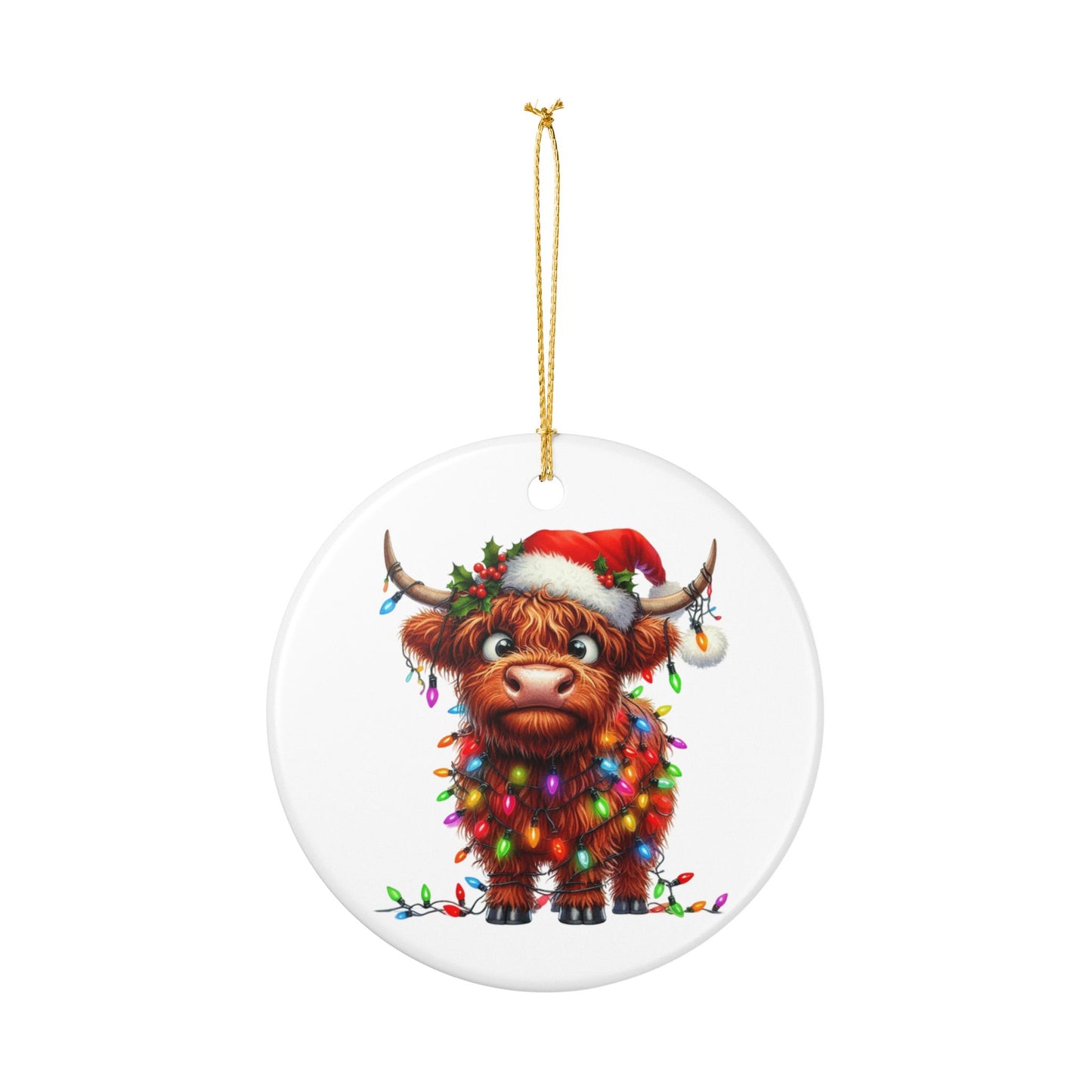 Cute Highland Cow Christmas Ornament