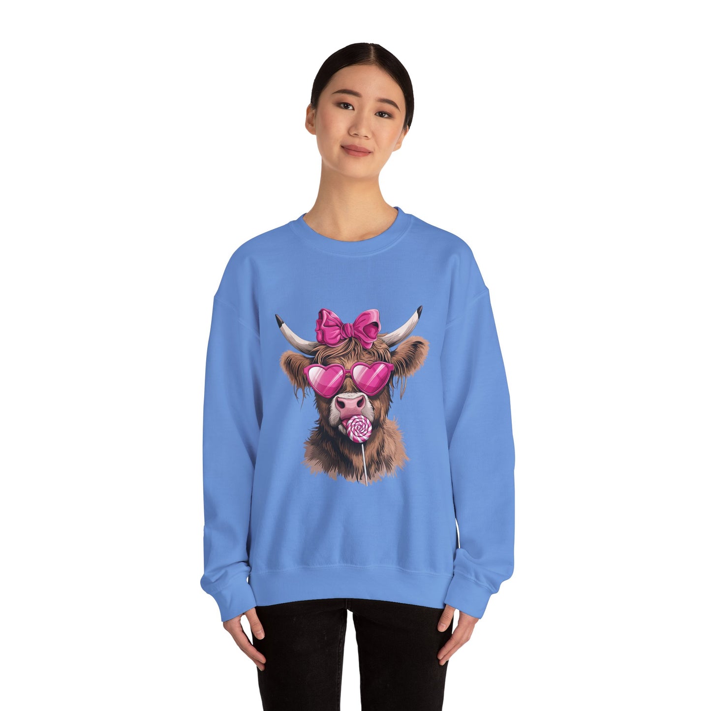 Lollipop Highland Cow with Bow™ Crewneck Sweatshirt