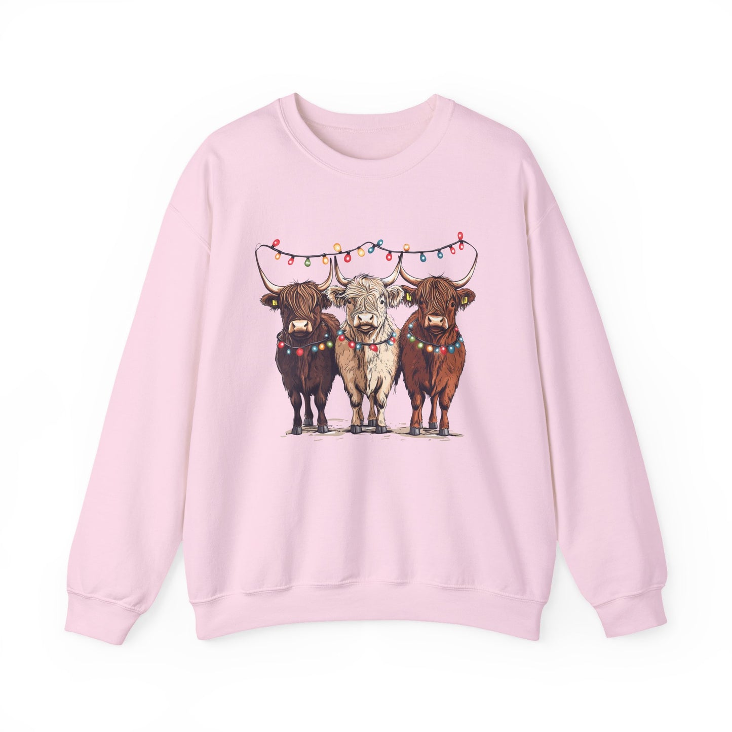 Festive Cow Sweatshirt for Cozy Celebrations, Unisex Crewneck, Holiday Gift, Winter Fashion, Cute Animal Design