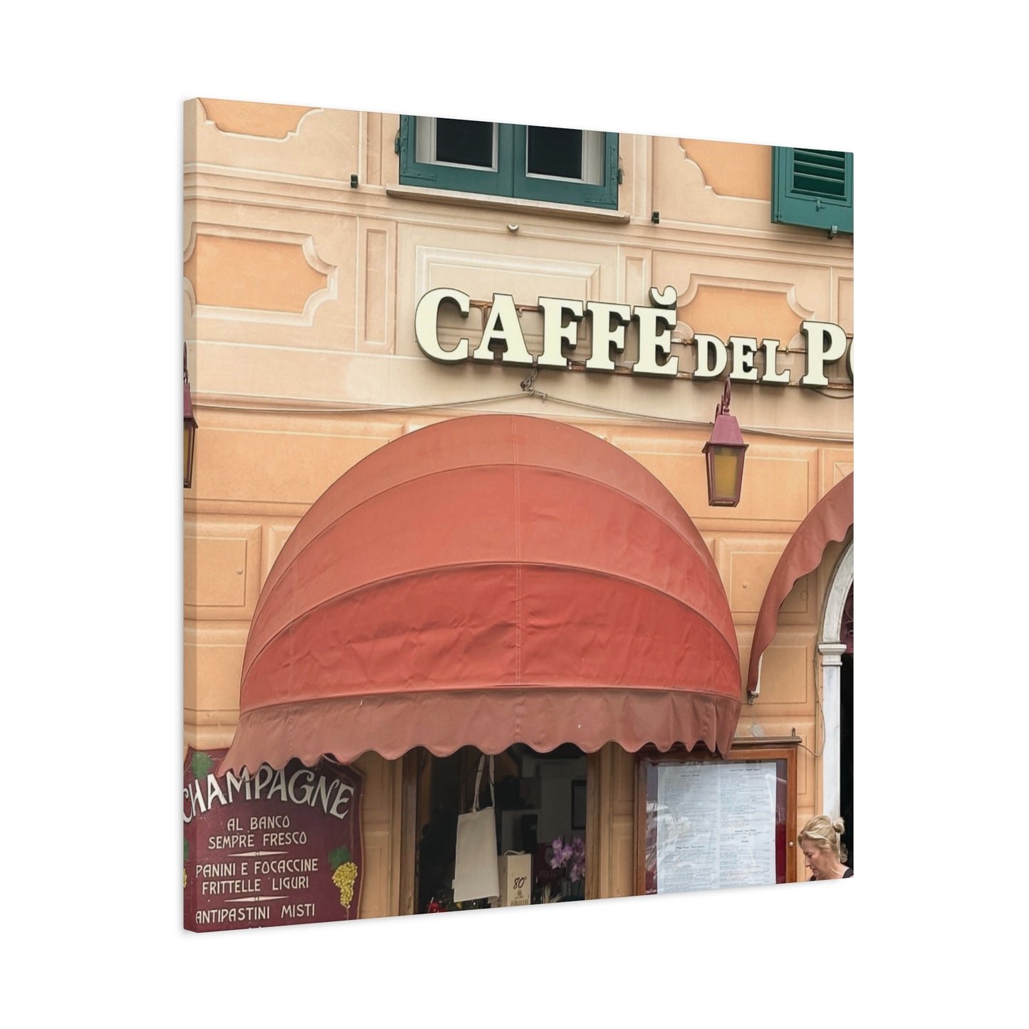 Caffe Front Matte Canvas Wall Art, Chic Home Decor, Café Vibes, Event Wall Display, Gift for Coffee Lovers, Interior Design Accent