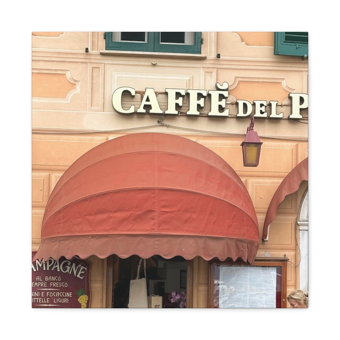 Caffe Front Matte Canvas Wall Art, Chic Home Decor, Café Vibes, Event Wall Display, Gift for Coffee Lovers, Interior Design Accent