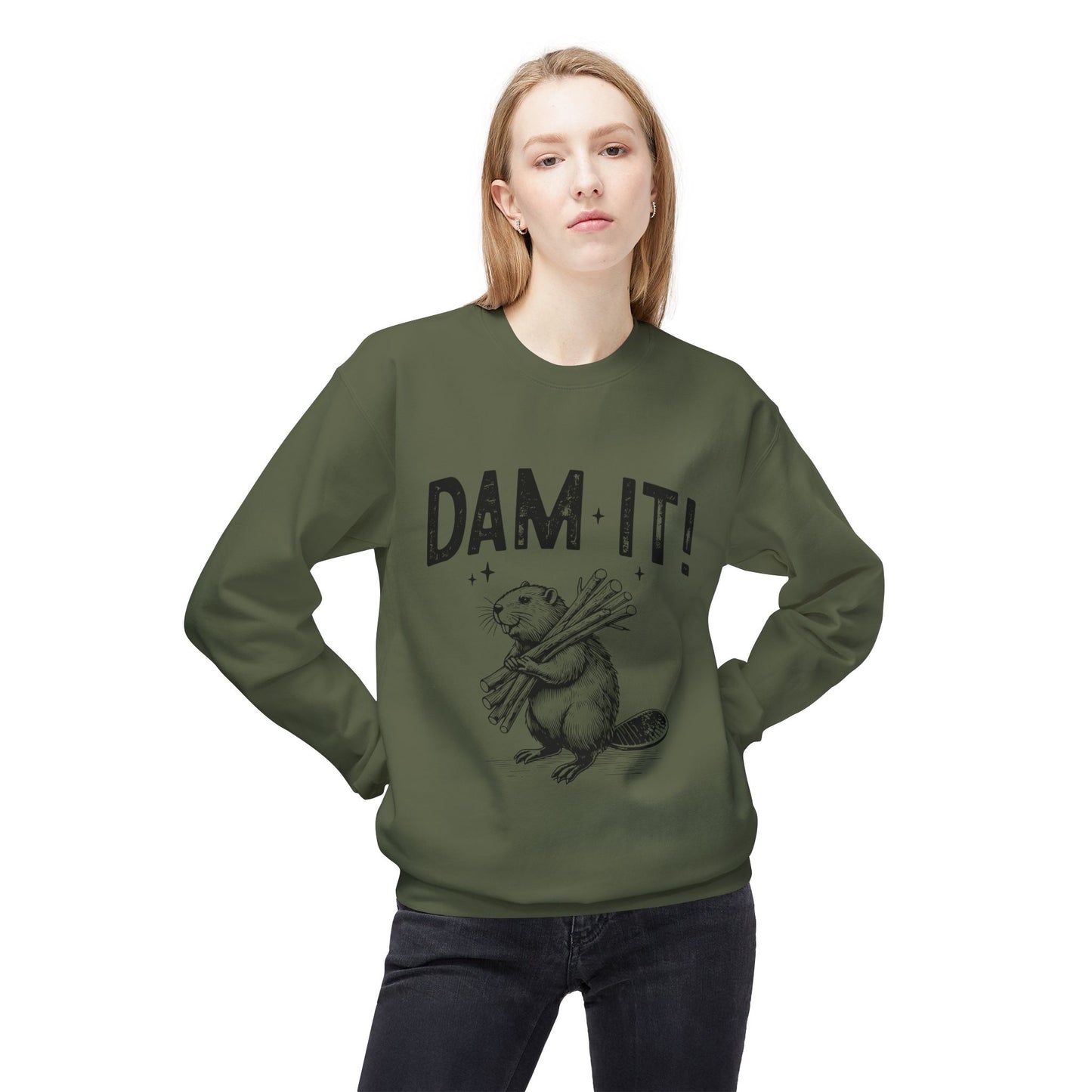 Dam It -Fleece Crewneck Sweatshirt