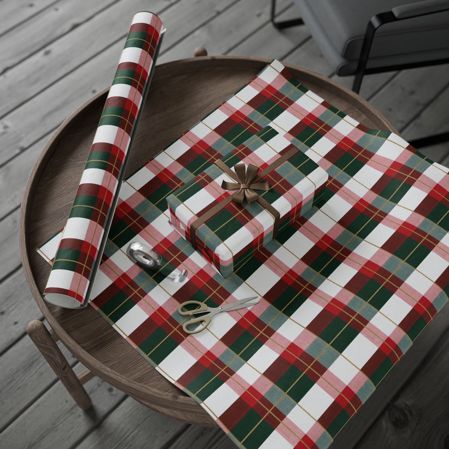 Festive Wrapping Paper, Holiday Gift Wrap, Christmas Wrap, Plaid Gift Wrap, Eco-Friendly Wrapping, Party Supplies