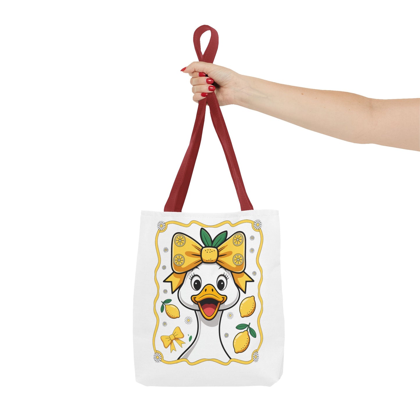 Lemon-Themed Tote Bag, Cute Duck Design Tote, Summer Accessory, Gift for Her, Reusable Shopping Bag, Fun and Functional