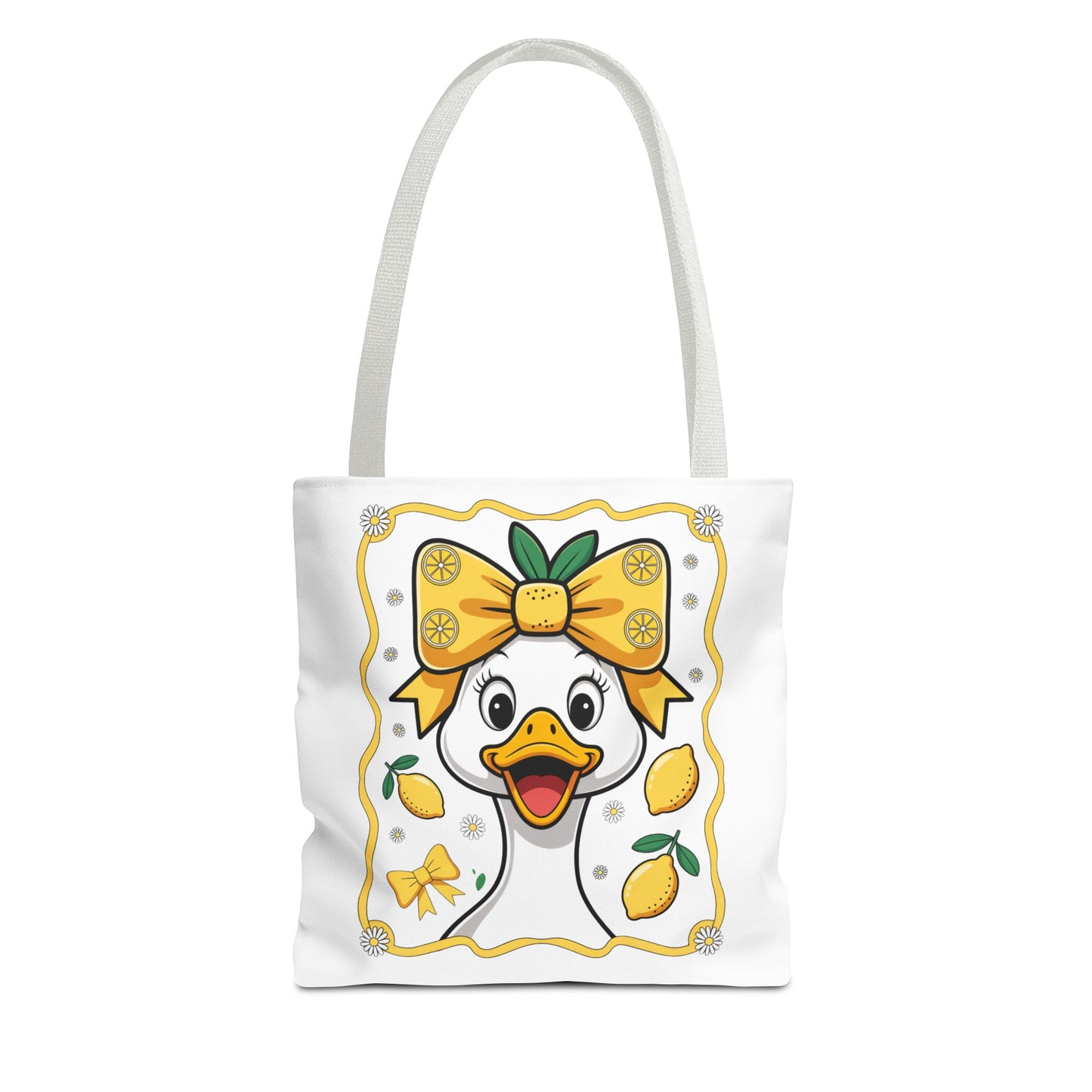 Lemon-Themed Tote Bag, Cute Duck Design Tote, Summer Accessory, Gift for Her, Reusable Shopping Bag, Fun and Functional
