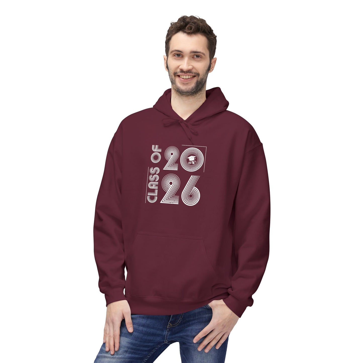 Class of 2026 Unisex Midweight Fleece Hoodie, Graduation Gift, Cozy Sweatshirt for Students, Trendy Class Hoodie, Casual Wear