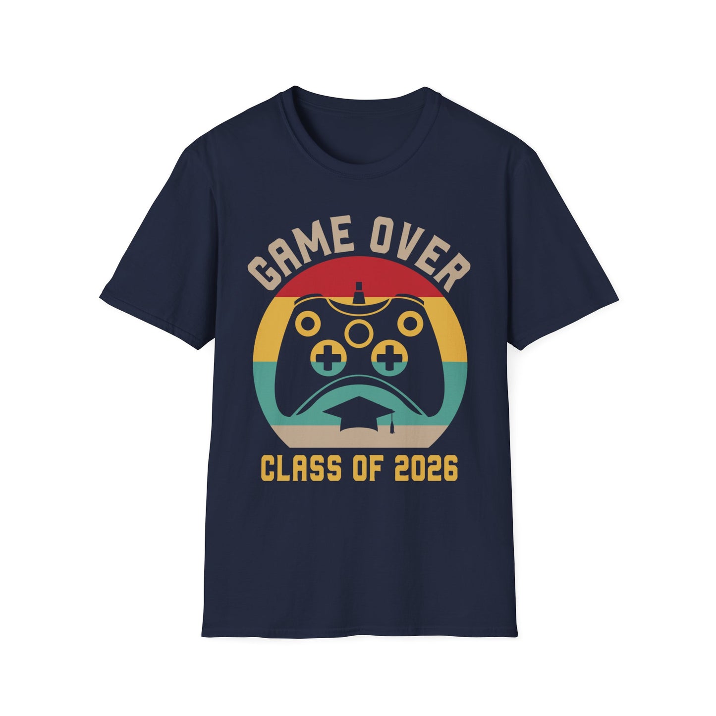 Game Over Class of 2026 Unisex Softstyle T-Shirt | Graduation Gift, Gamer Shirt, Vintage Tee, Fun Class T-Shirt, Unique Apparel