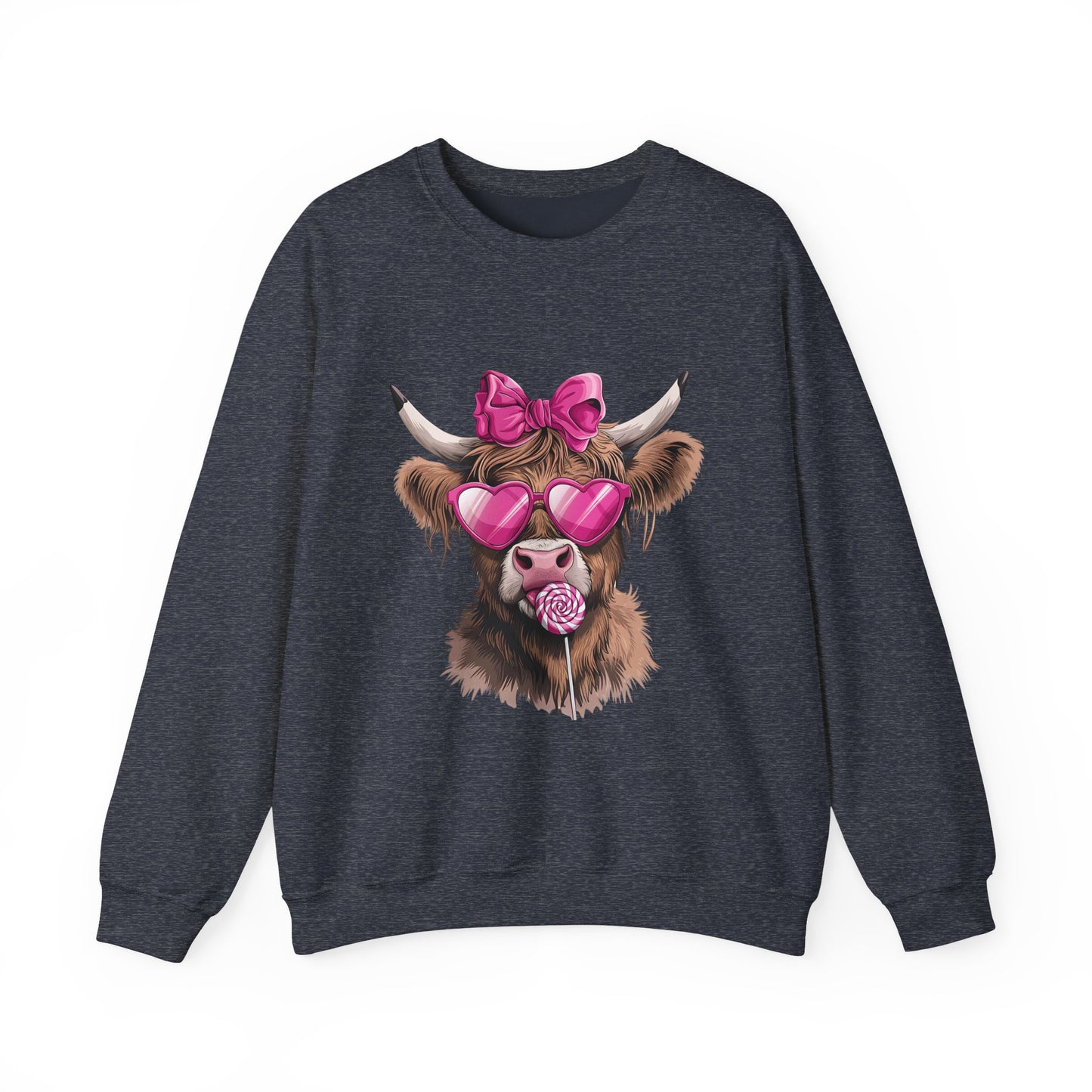 Lollipop Highland Cow with Bow™ Crewneck Sweatshirt