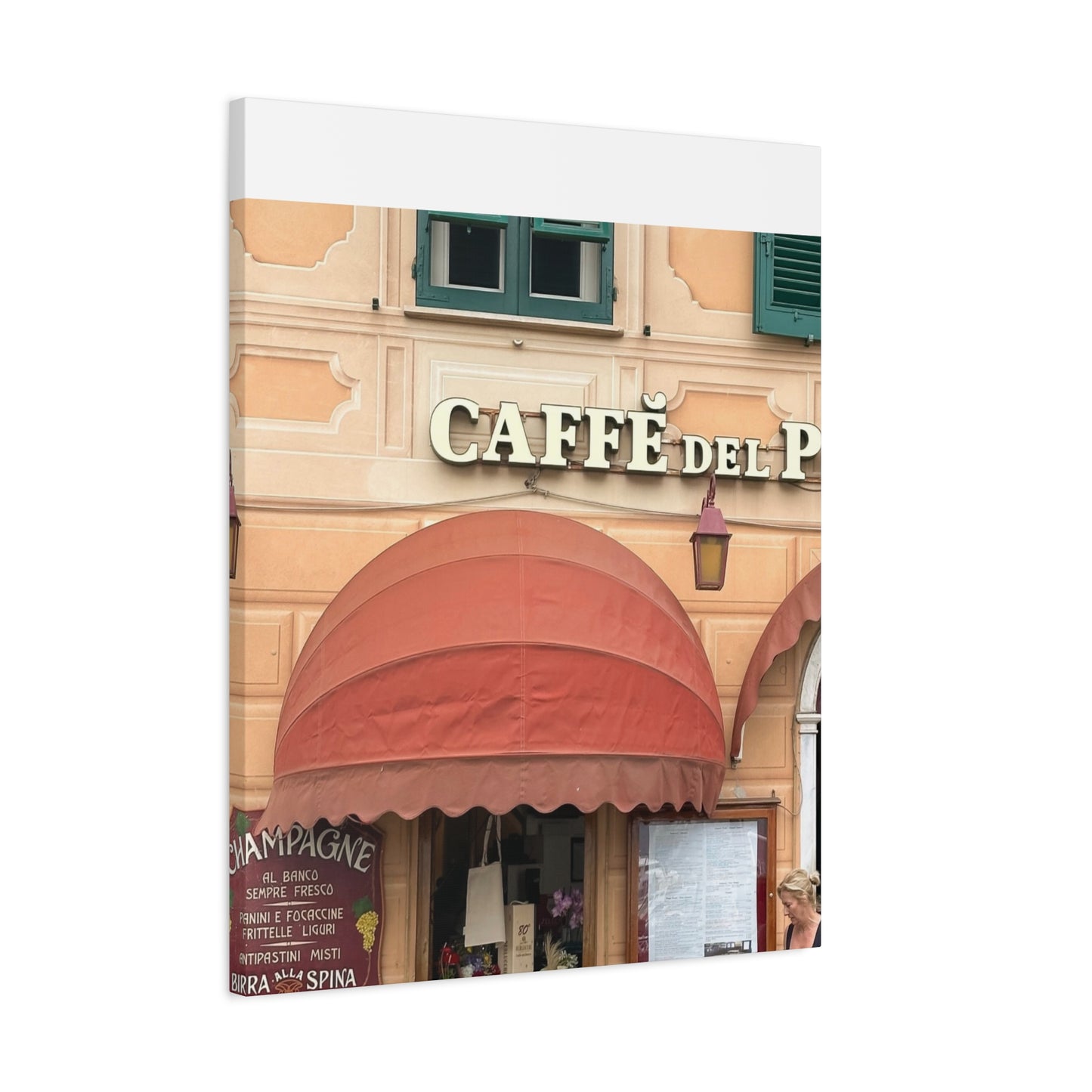 Caffe Front Matte Canvas Wall Art, Chic Home Decor, Café Vibes, Event Wall Display, Gift for Coffee Lovers, Interior Design Accent