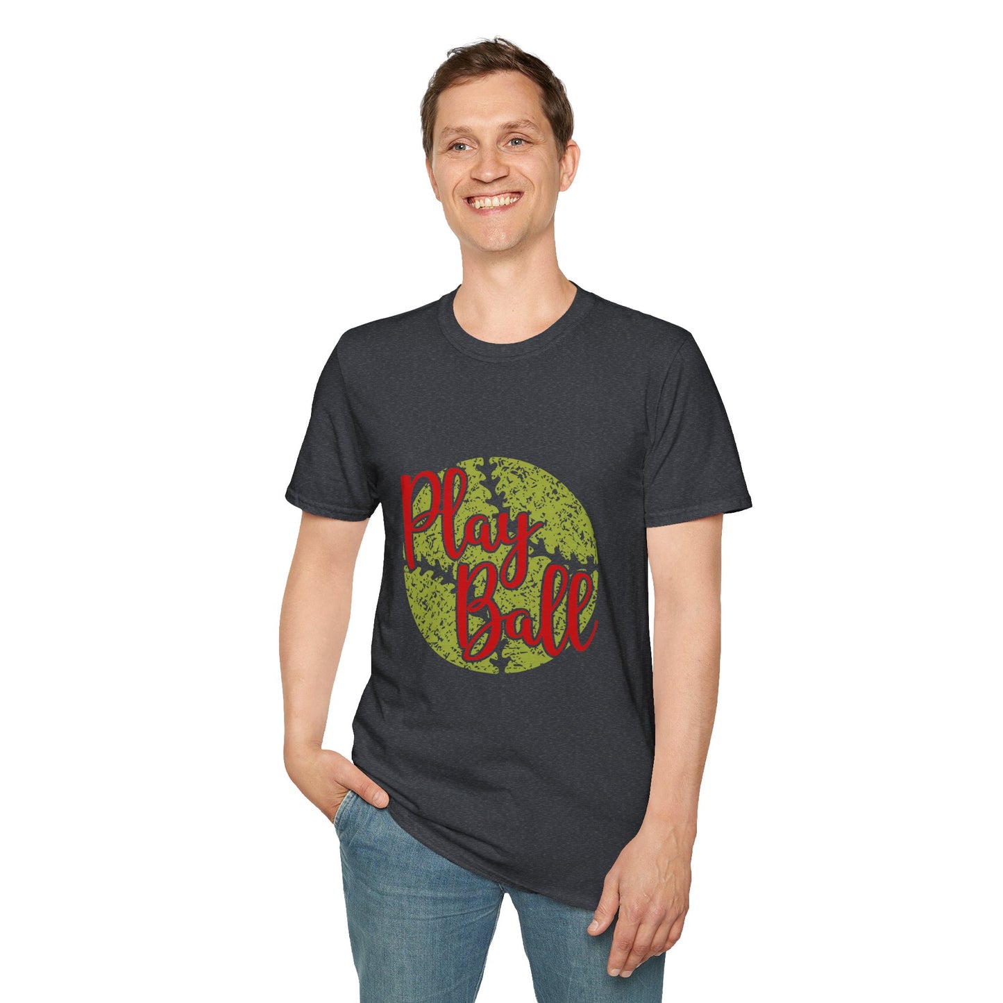Play Ball Unisex Softstyle T-Shirt, Sporty Tee, Gift for Baseball Fans, Casual Wear, Team Spirit Apparel, Summer Outfit