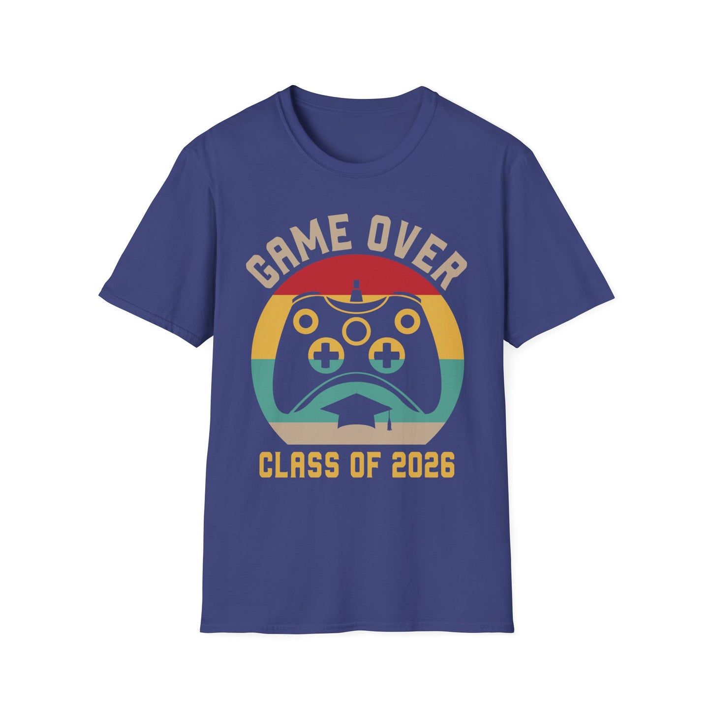 Game Over Class of 2026 Unisex Softstyle T-Shirt | Graduation Gift, Gamer Shirt, Vintage Tee, Fun Class T-Shirt, Unique Apparel