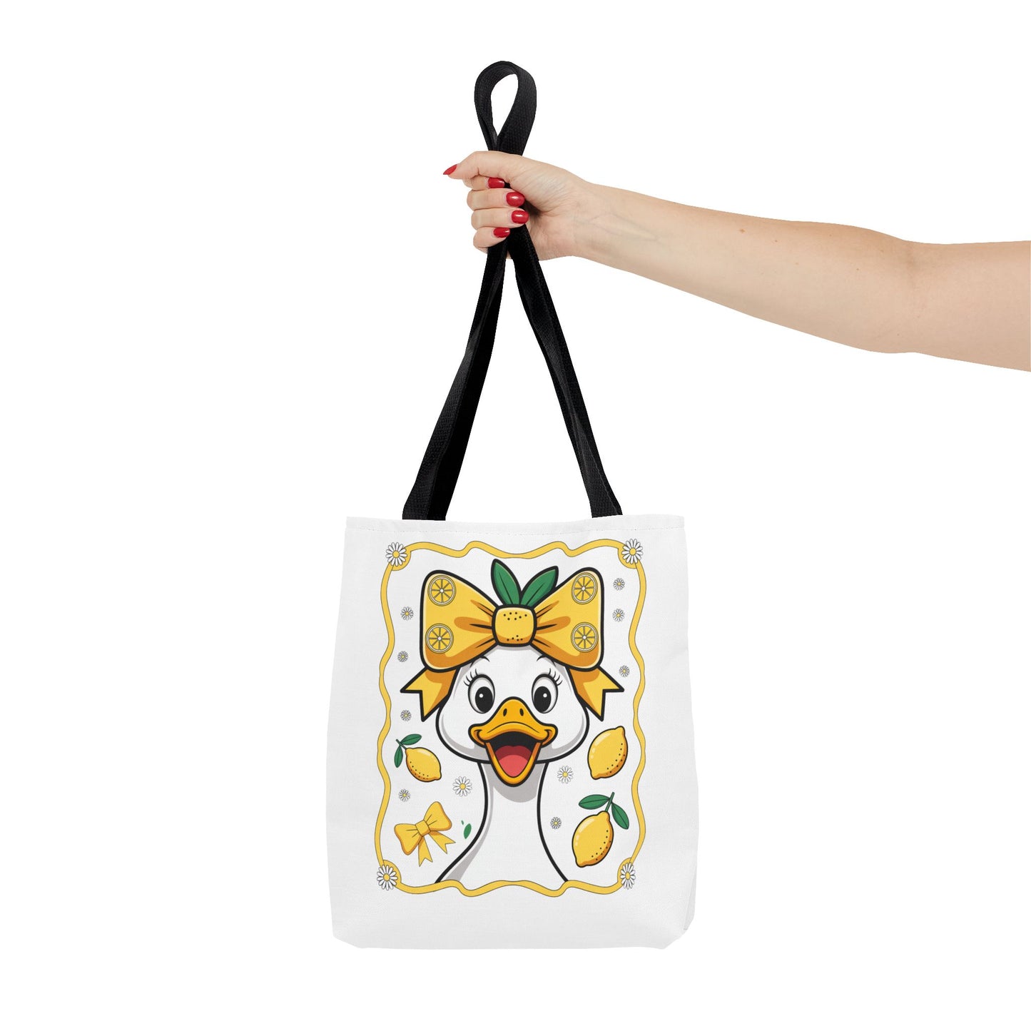 Lemon-Themed Tote Bag, Cute Duck Design Tote, Summer Accessory, Gift for Her, Reusable Shopping Bag, Fun and Functional