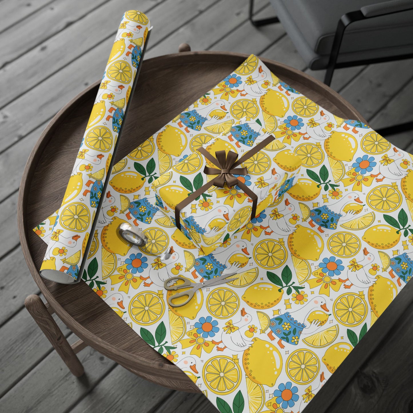 Vibrant Lemon Wrapping Paper, Gift Wrap for Birthdays, Parties, Baby Showers, DIY Crafts, Summer Celebrations, Floral Design