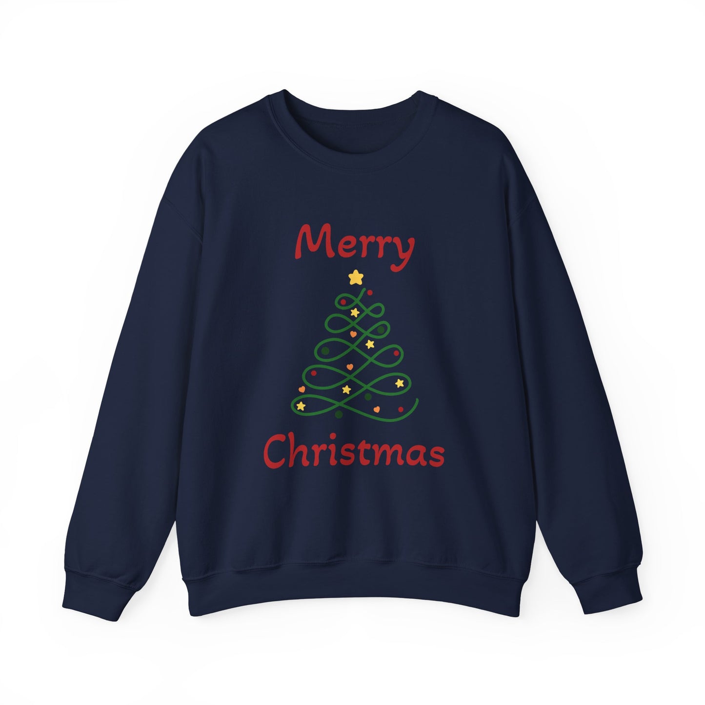 Merry Christmas Ribbon Tree Sweatshirt, Cozy Gift, Holiday Apparel, Winter Fashion, Unisex Crewneck